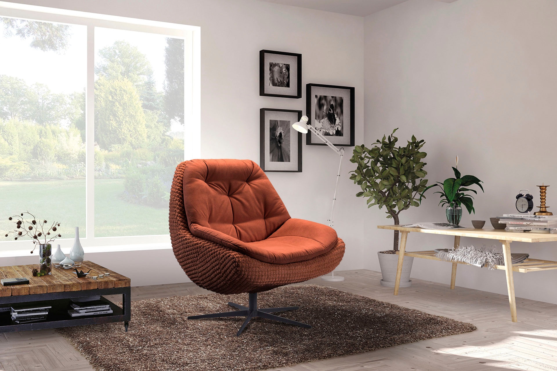 exxpo - sofa fashion Drehsessel, Drehsessel bequem gepolstert mit elegantem Metall-Sternfuss