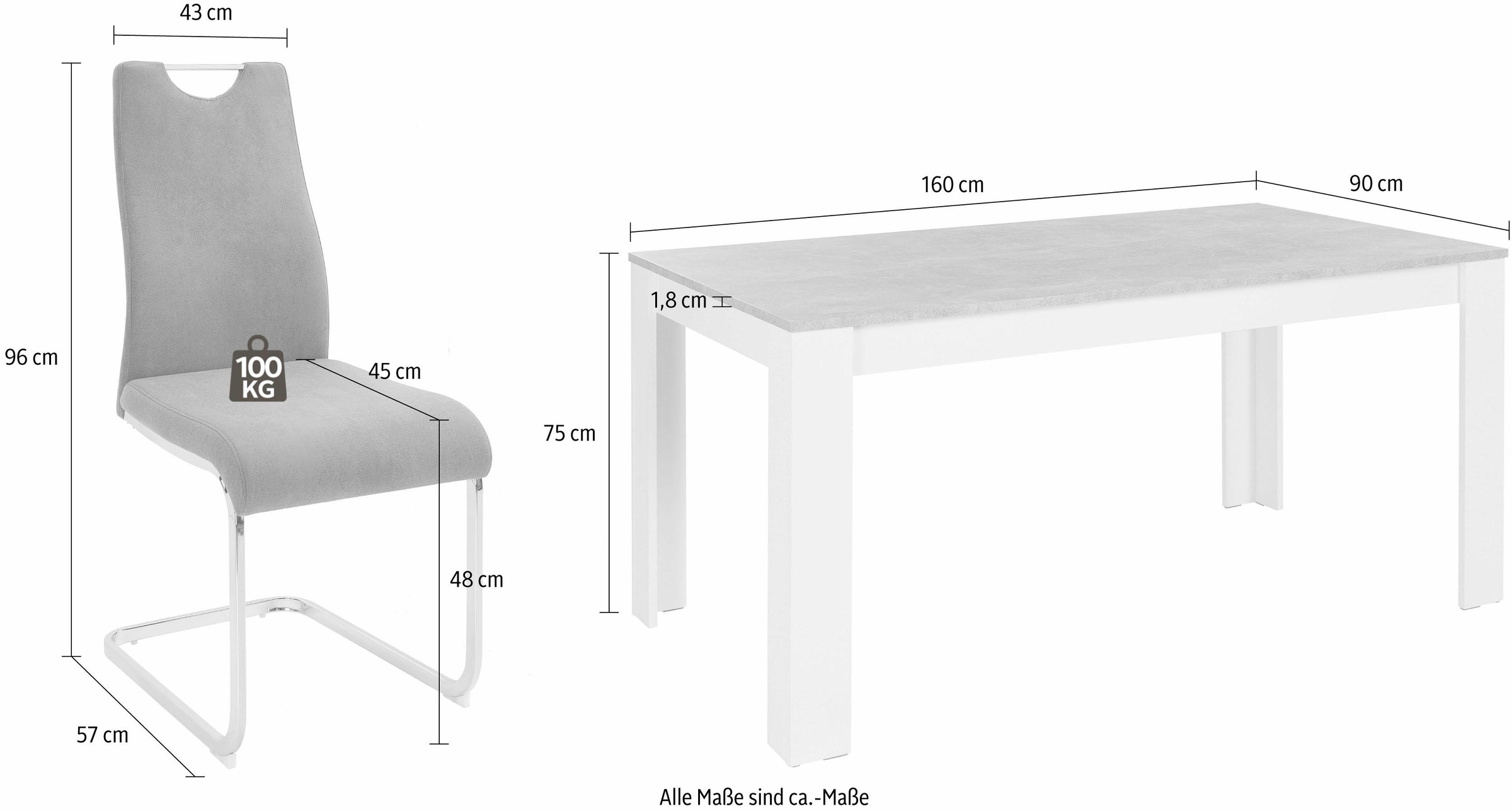 4 und tlg.), 1 Stühle online (Set, Jelmoli-Versand 5 Essgruppe | Tisch Homexperts kaufen »Zabona«,