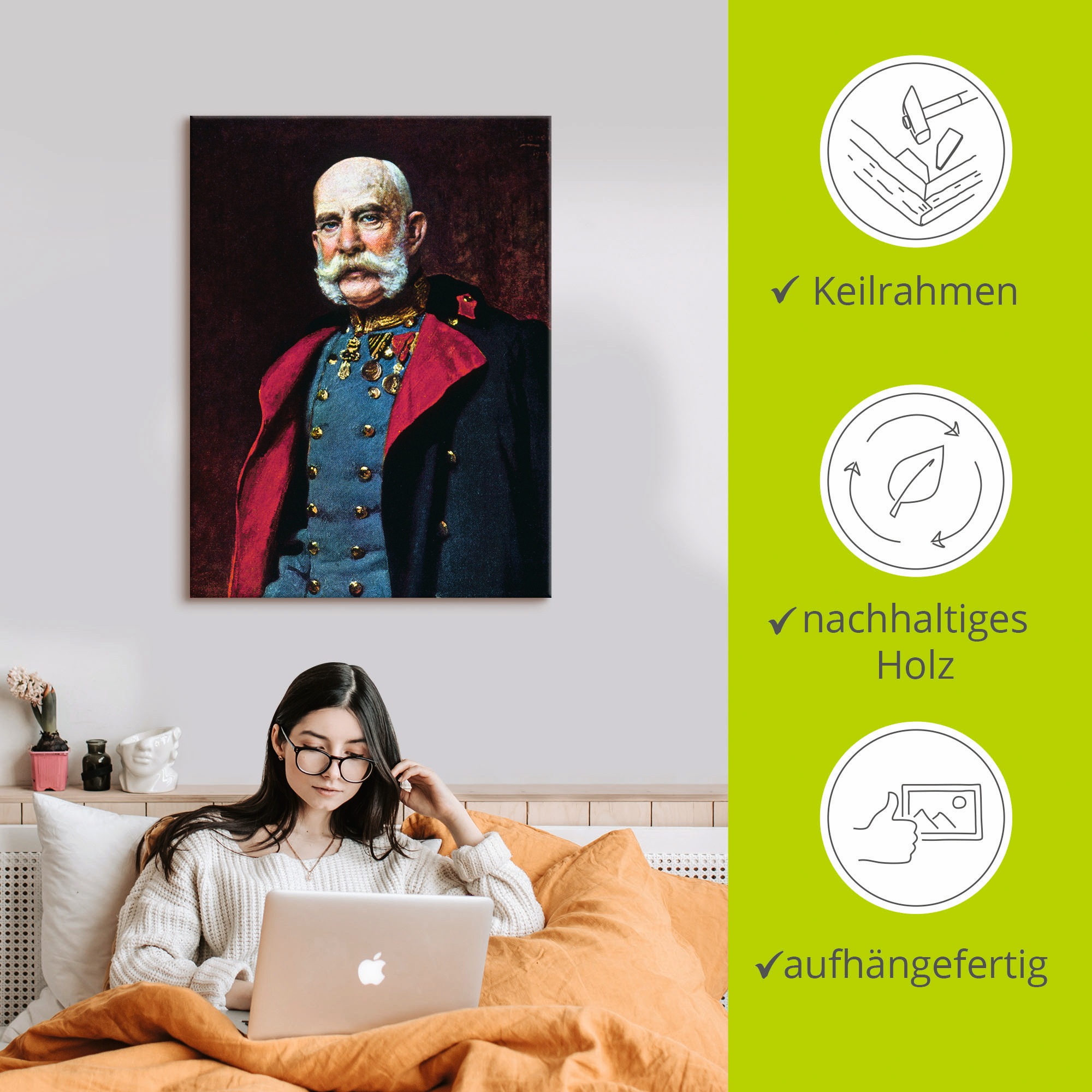 Artland Wandbild »Kaiser Franz Joseph I., 1902«, Menschen, (1 St.), als Leinwandbild, Poster in verschied. Grössen