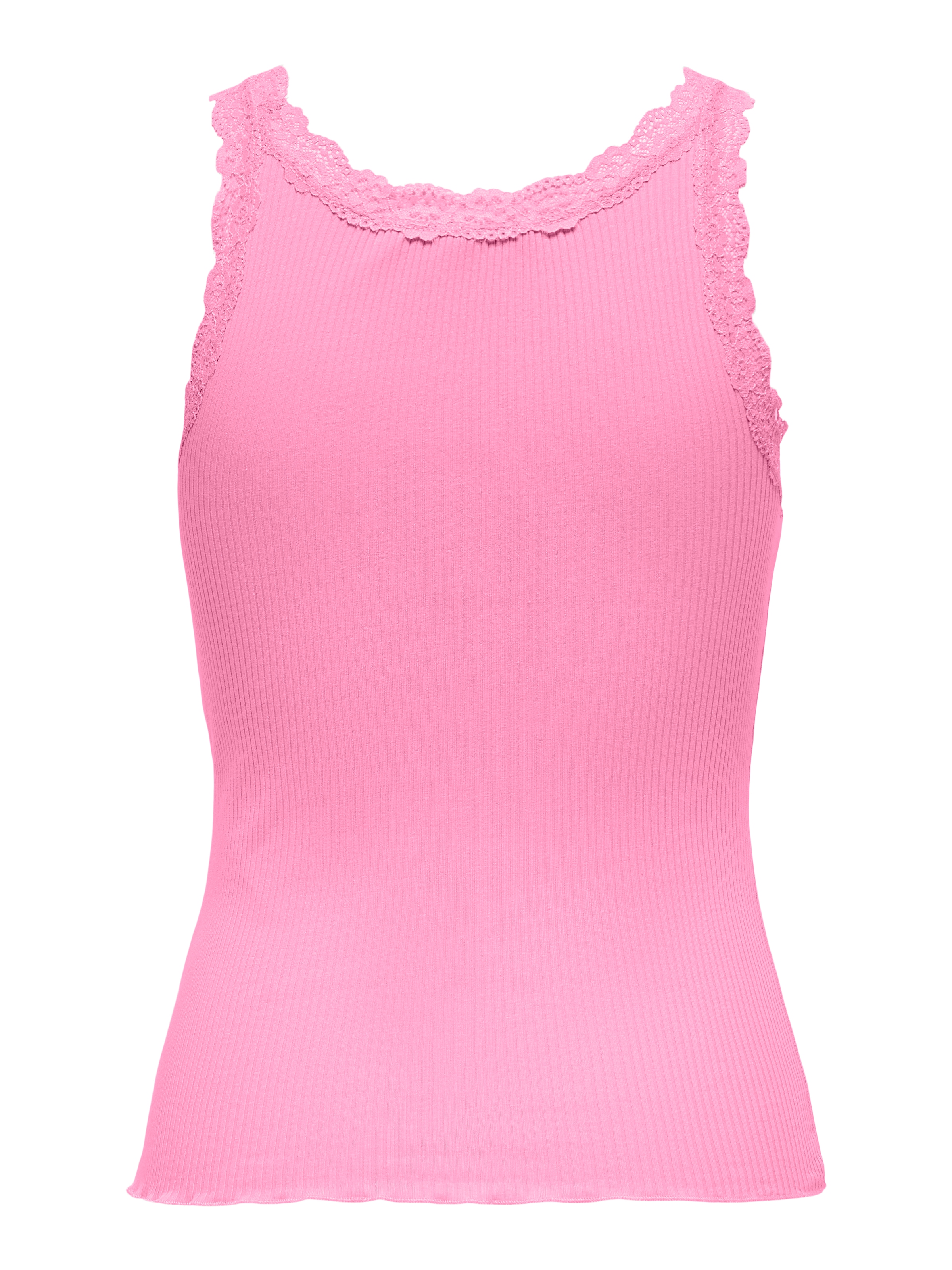 ONLY Tanktop »ONLSARA – Tanktop mit Spitzendetail am Ausschnitt«, regular fit, modisch, Jersey, Rippware, Rundhals
