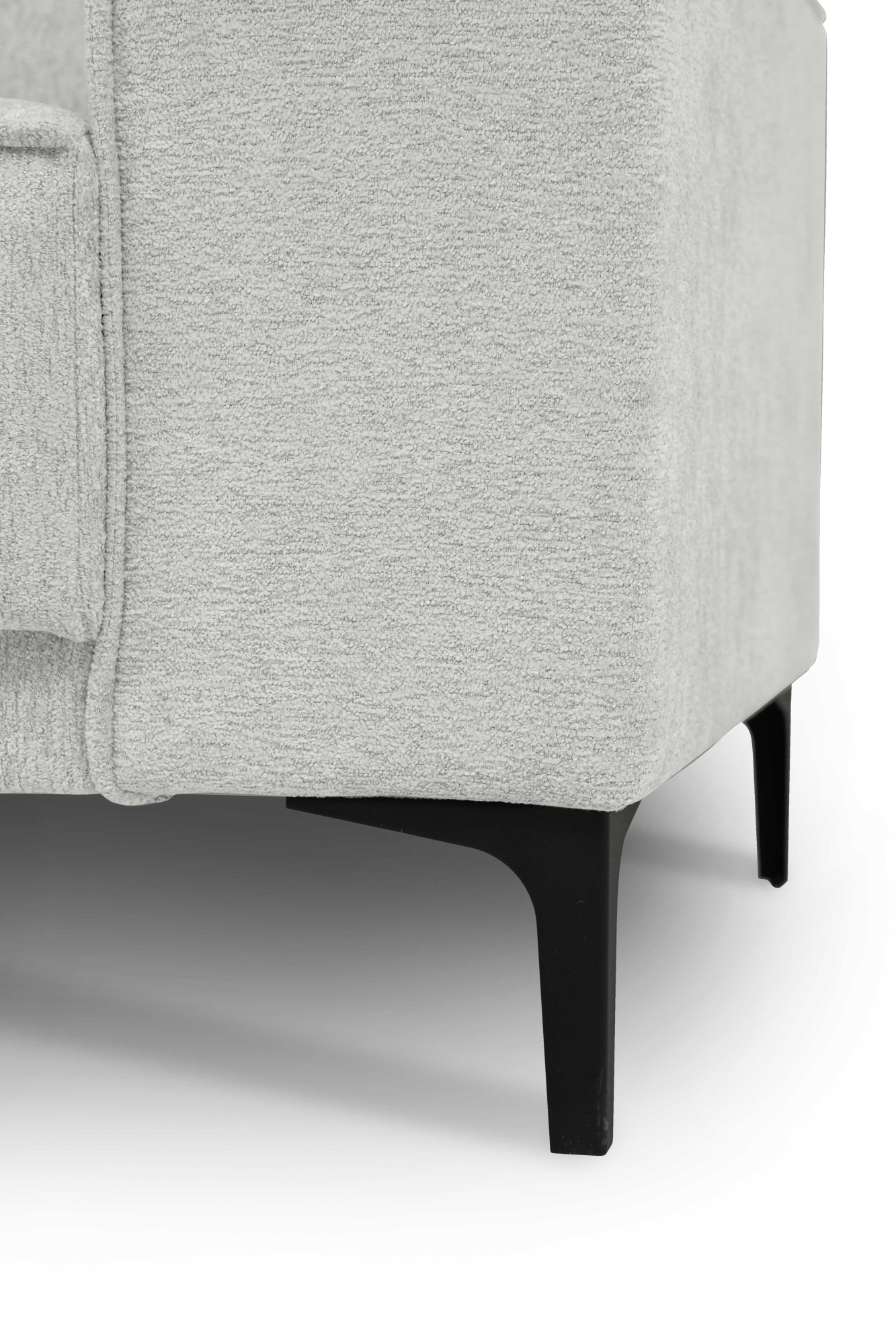Places of Style Ecksofa »Polsterecke Oland, Struktur, Flachgewebe, Luxus-Microfaser, Boucle«, L-Form, 289 cm, Wellenunterfederung, Skandi-Design, Metallfüsse