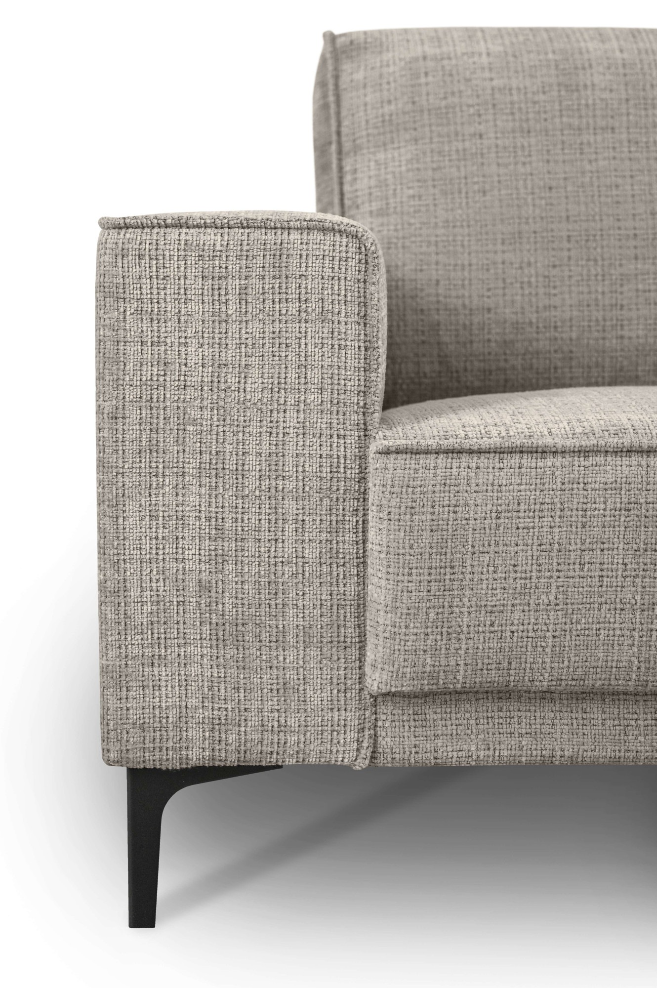 Places of Style Ecksofa »Polsterecke Oland, Struktur, Flachgewebe, Luxus-Microfaser, Boucle«, L-Form, 289 cm, Wellenunterfederung, Skandi-Design, Metallfüsse