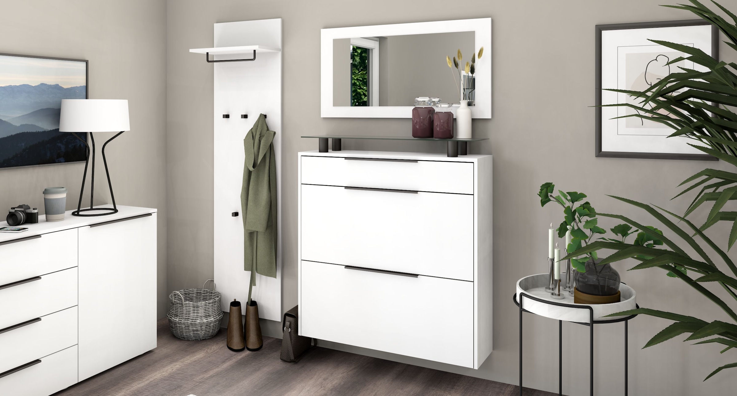 borchardt Möbel Garderoben-Set »Tom«, (3 St.), Schuhschrank hängend