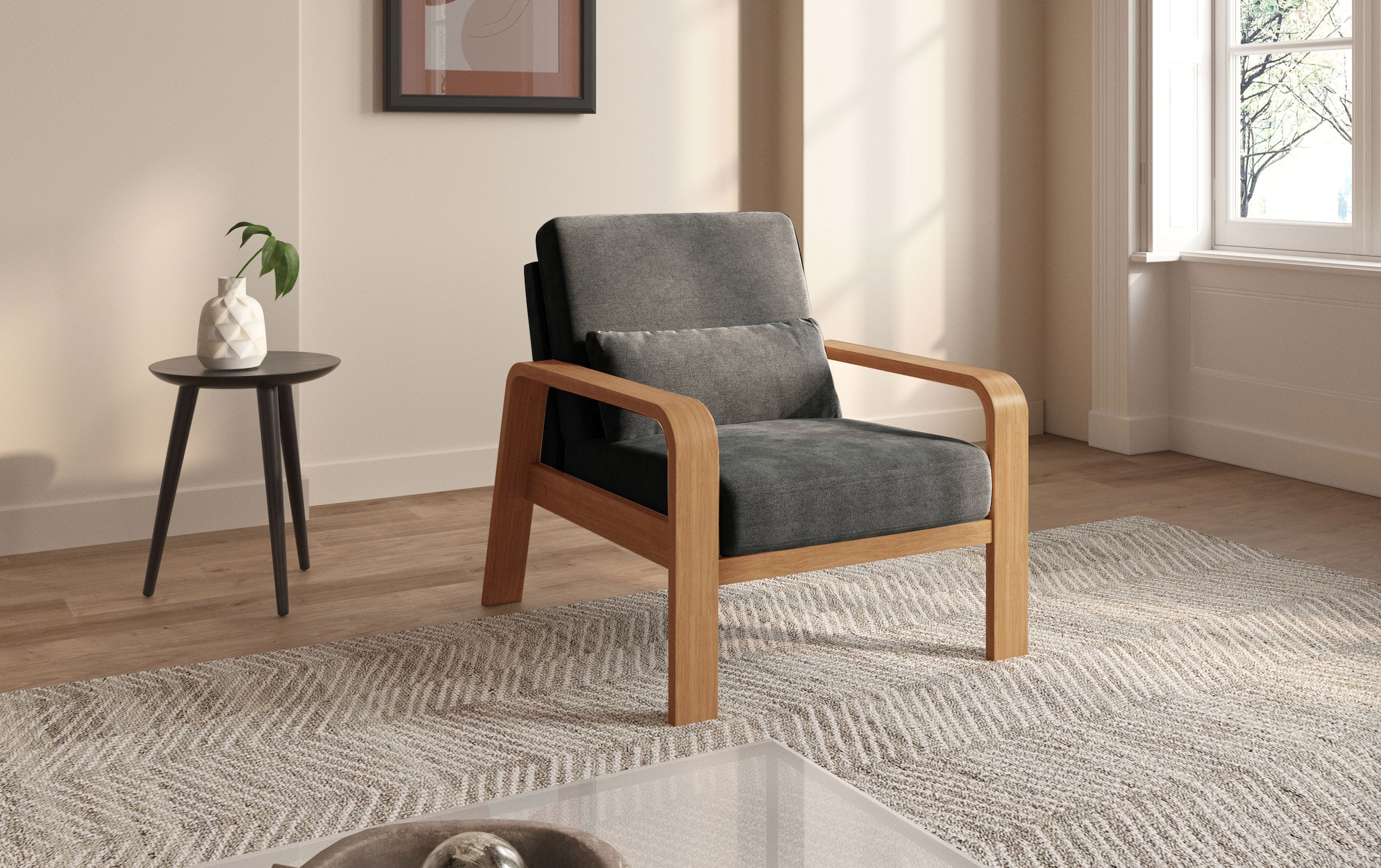 sit&more Sessel »Kolding«, Armlehnen aus eichefarbigem Buchenholz, verschiedene Bezüge und Farben