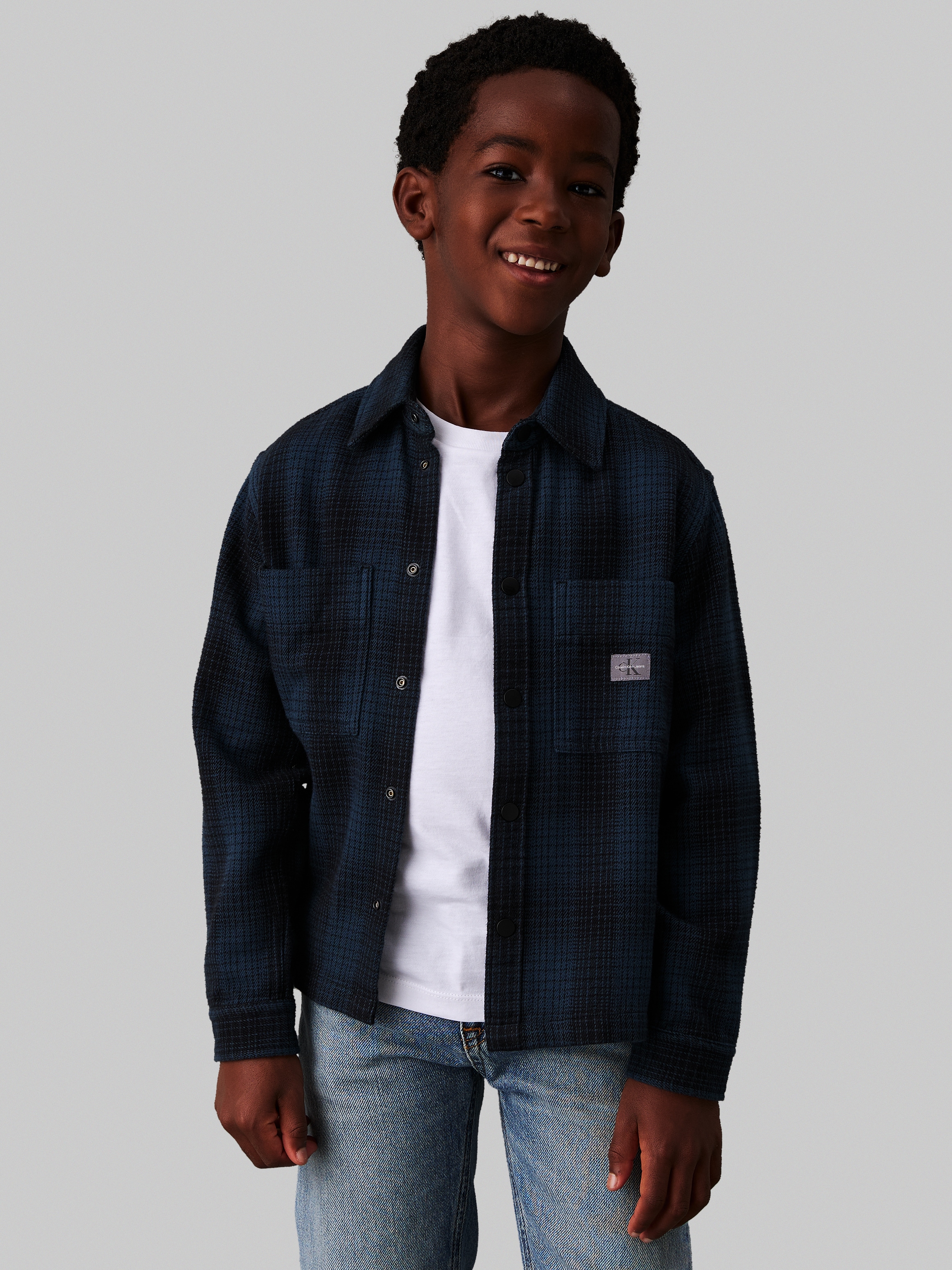 Langarmhemd »Textured Checked Shirt«, für Kinder bis 16 Jahre und mit Logopatch