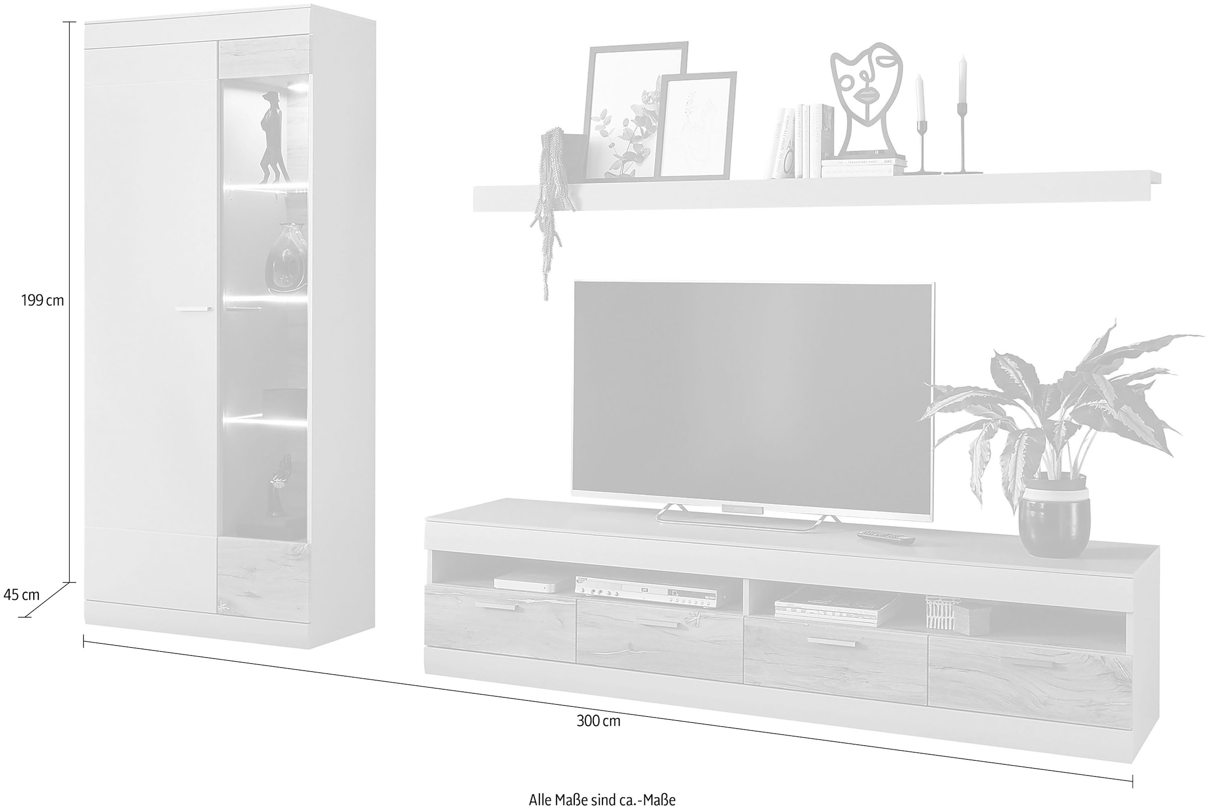 ❤ INOSIGN Wohnwand »SCARA«, (3 St.), trendige Farbe mit Applikation  Zinneiche Dekor, mit Softclose-Funktion kaufen im Jelmoli-Online Shop