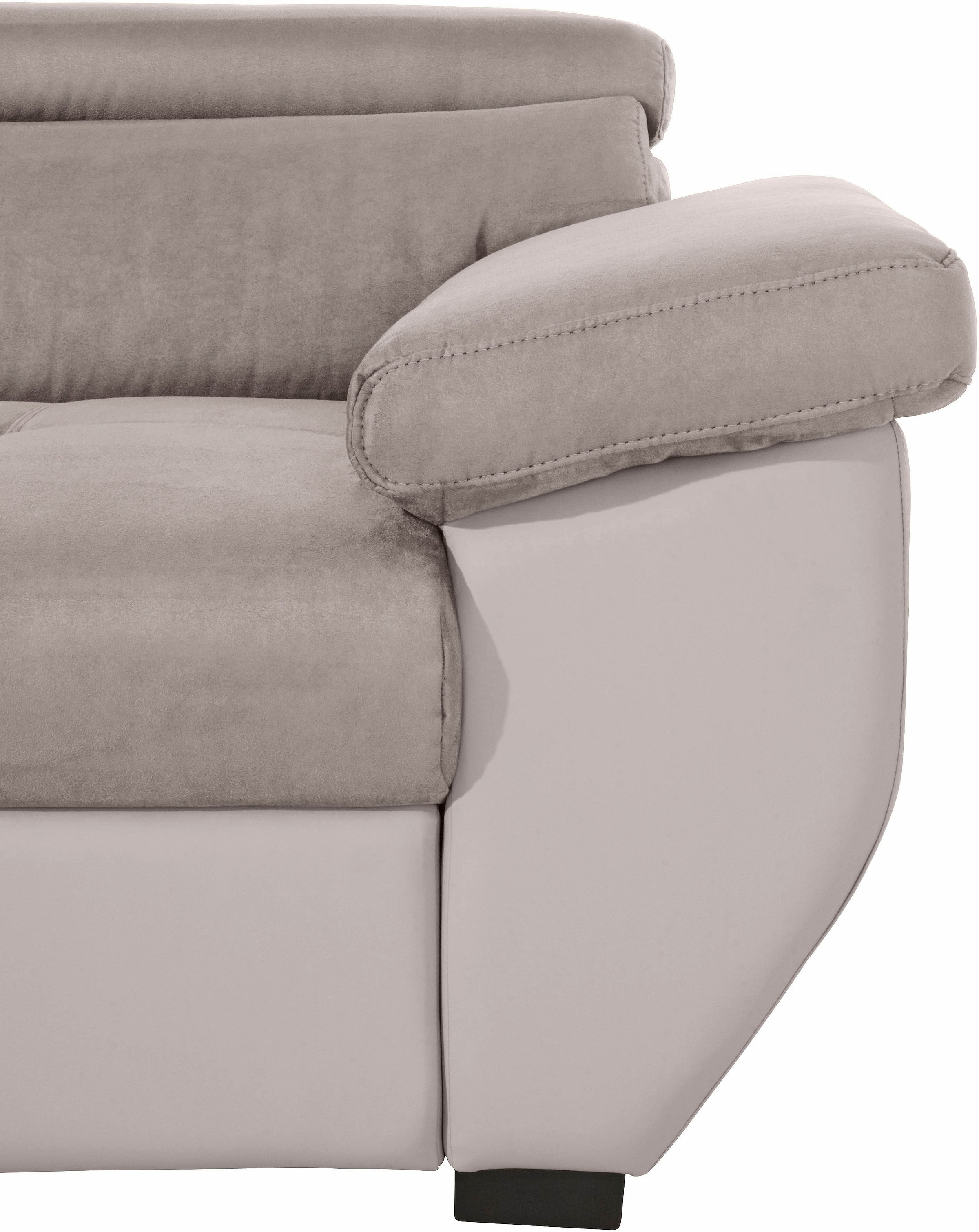 COTTA Polstergarnitur »Speedway L-Form«, (Set), Set bestehend aus: Ecksofa mit Kopfteilverstellung & Hocker