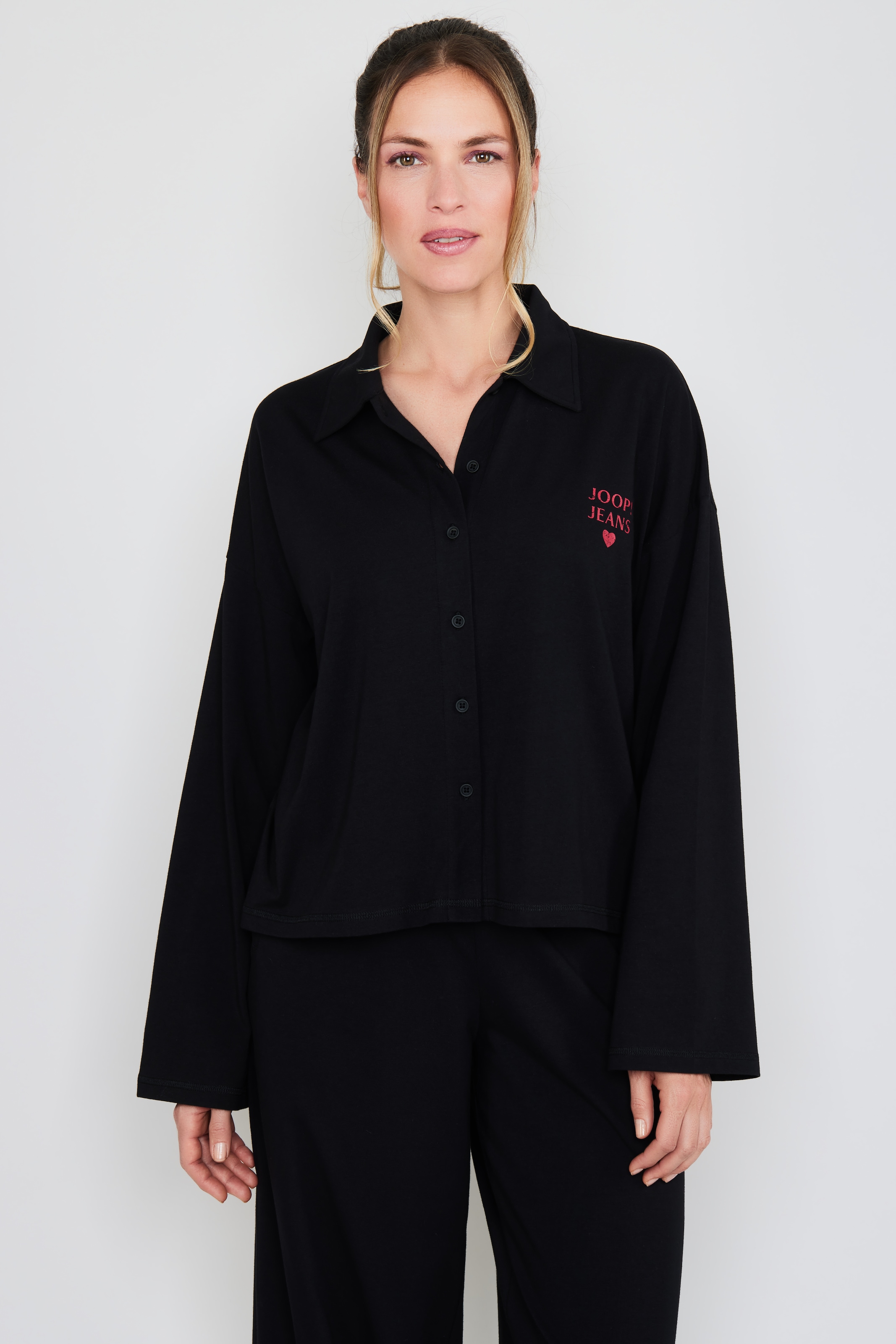JOOP! Jeans Pyjamaoberteil »After Dark (JOOP! Jeans)« Knopfleiste, Langarm, Logo-Print, Regular Fit
