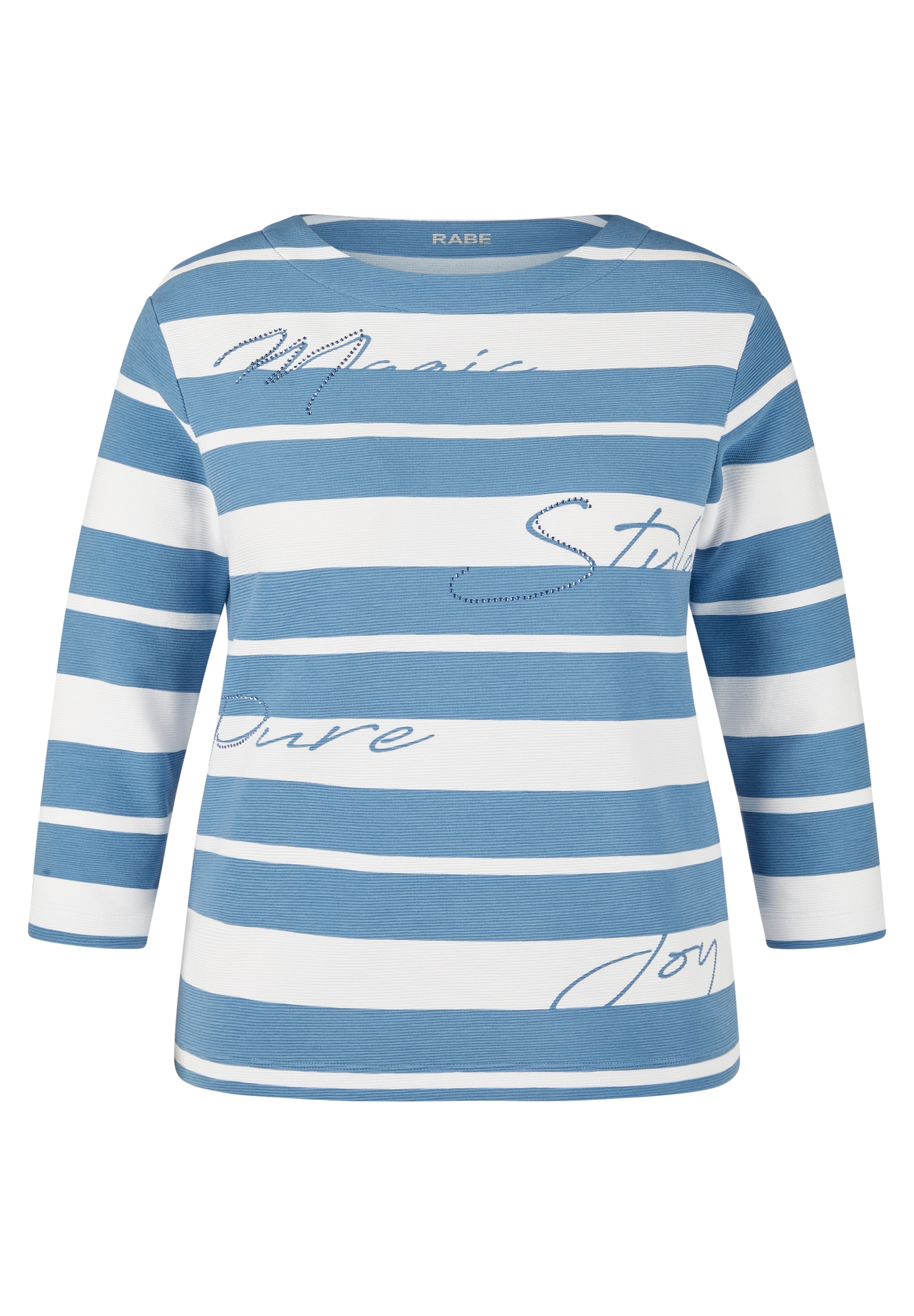 Rabe 3/4-Arm-Shirt, Sommershirt mit Streifen und Glitzersteinen, Druck
