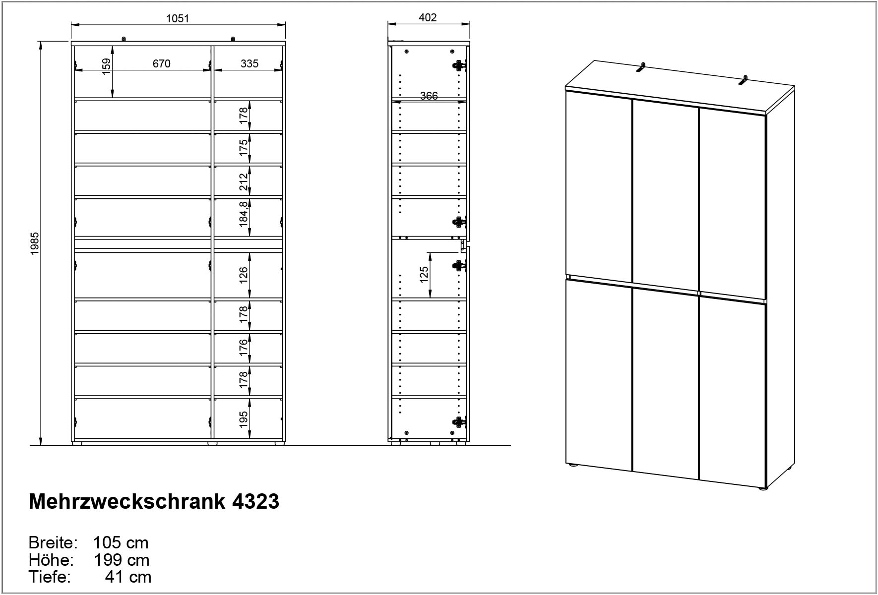 GERMANIA Mehrzweckschrank, mit Einlegeböden zur individuellen Gestaltung,  Fronten in Hochglanz online kaufen | Jelmoli-Versand
