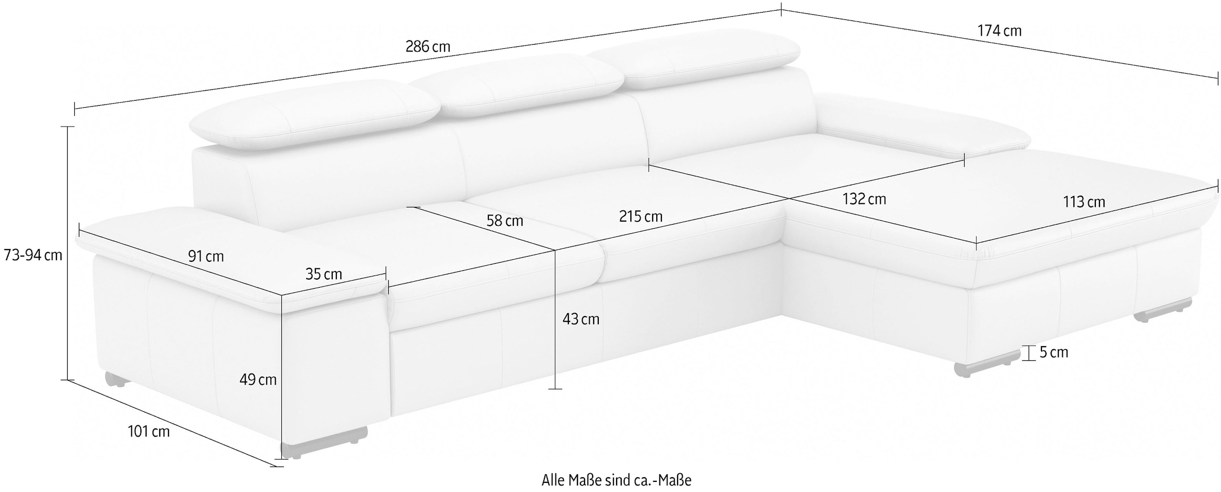 sit&more Ecksofa »Alcudia L-Form«, wahlweise mit Bettfunktion