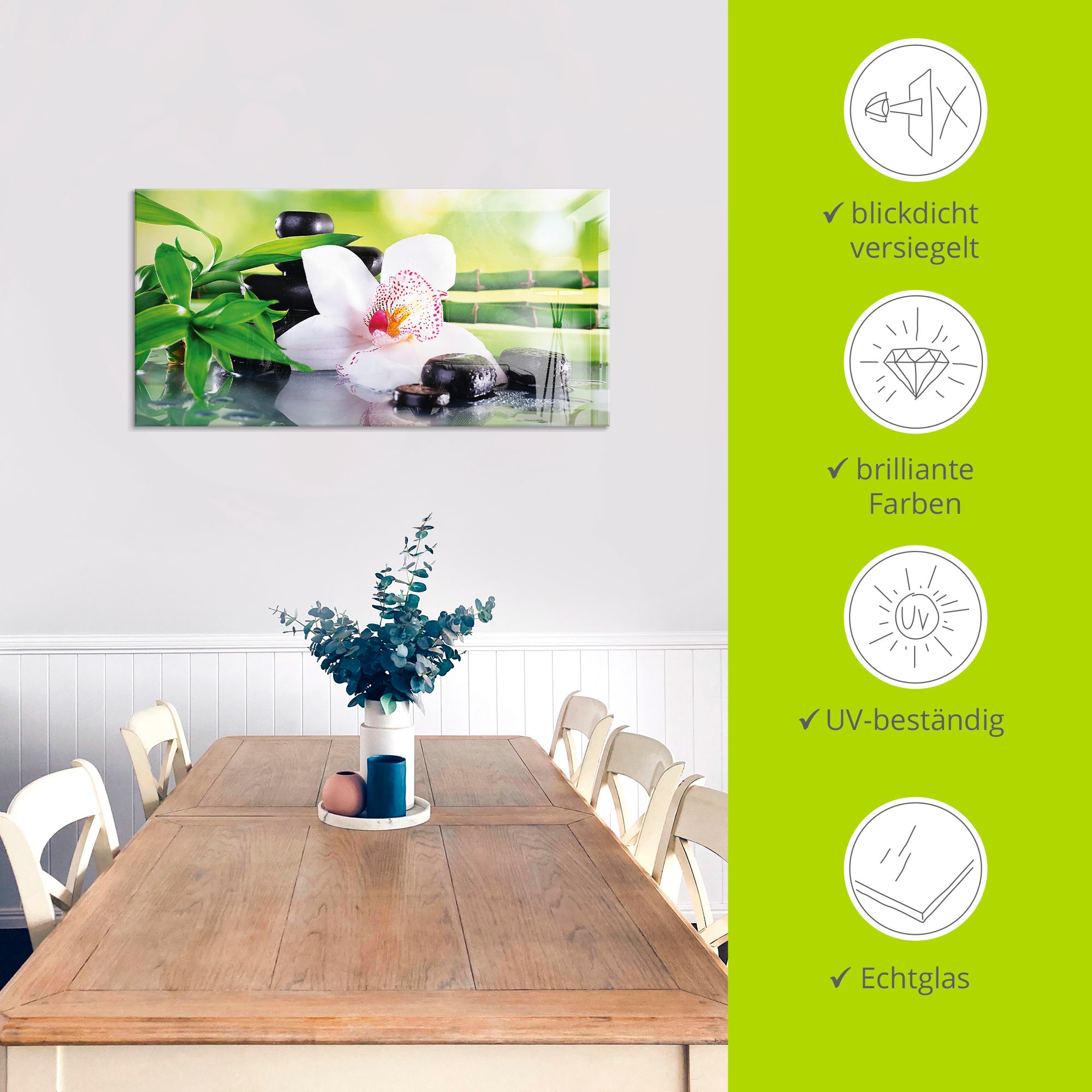 Artland Glasbild »Spa Steine Bambus Zweige Orchidee«, Zen, (1 St.), in verschiedenen Grössen