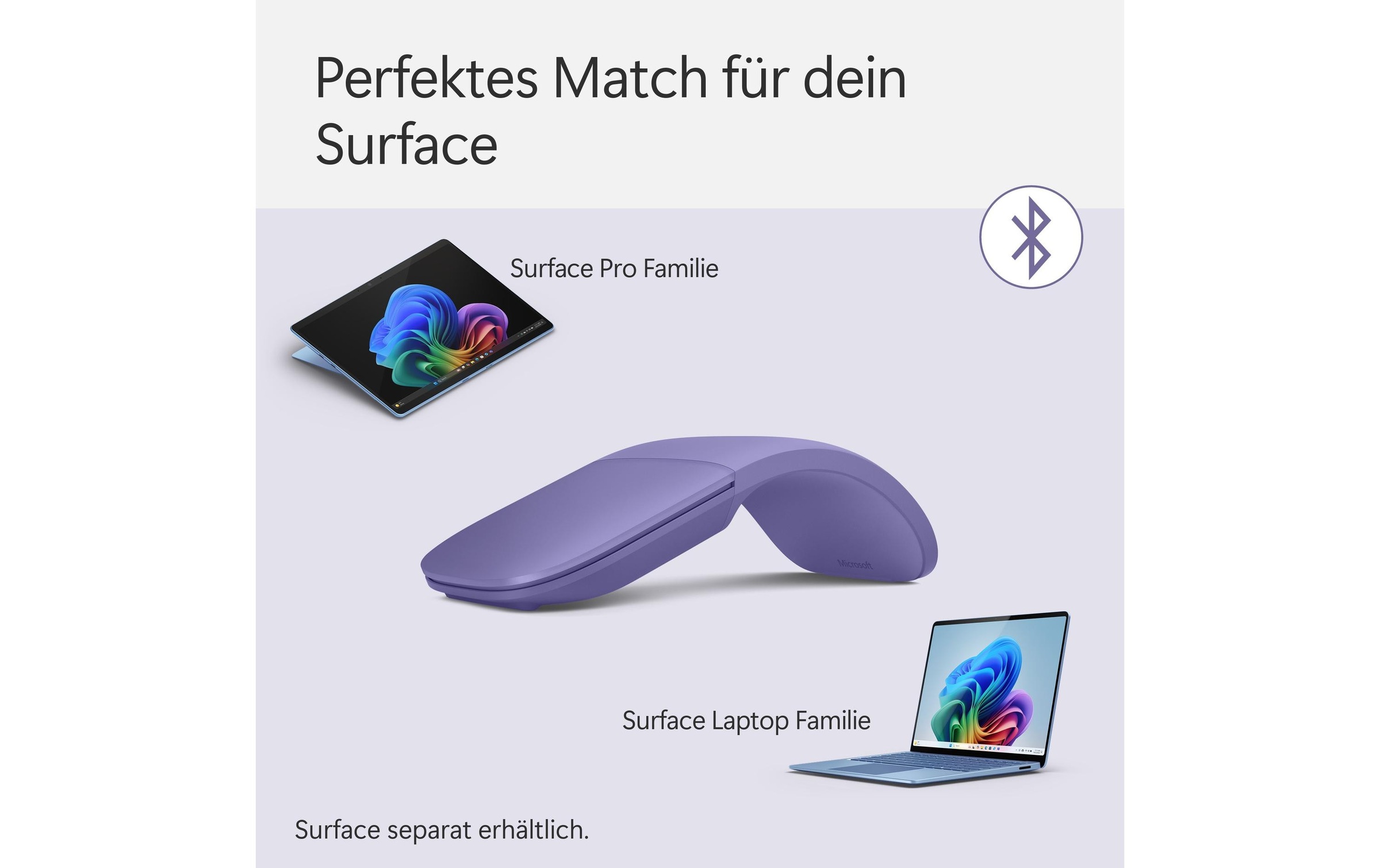 Microsoft Maus »Surface Arc Mouse«, Bluetooth, faltbar, Touch Oberfläche, Scrollrad-Emulation