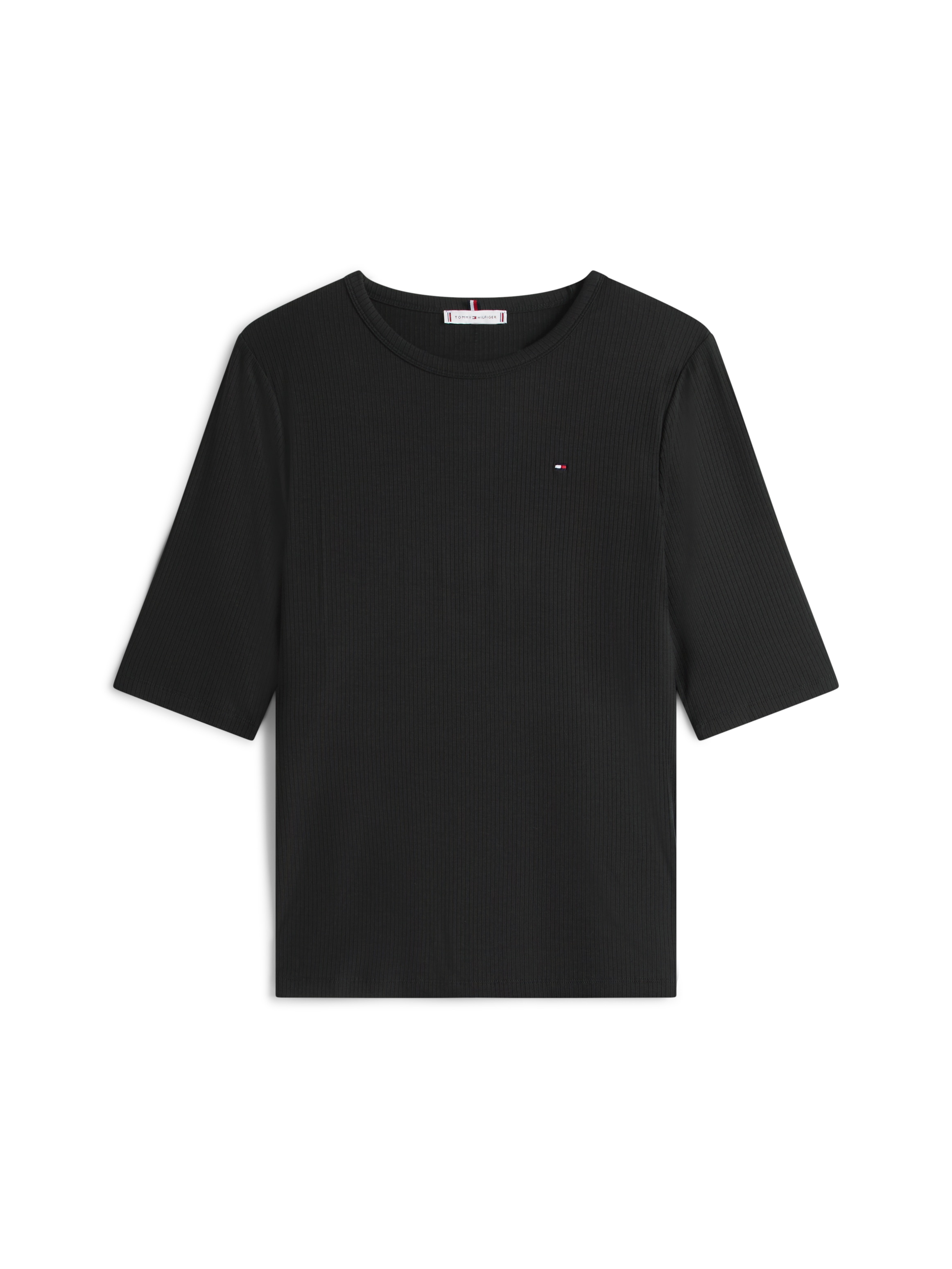 Tommy Hilfiger Curve Kurzarmshirt »CRV SLIM 5X2 RIB C-NK 1/2 SLV«, in grossen Grössen, in gerippter Struktur