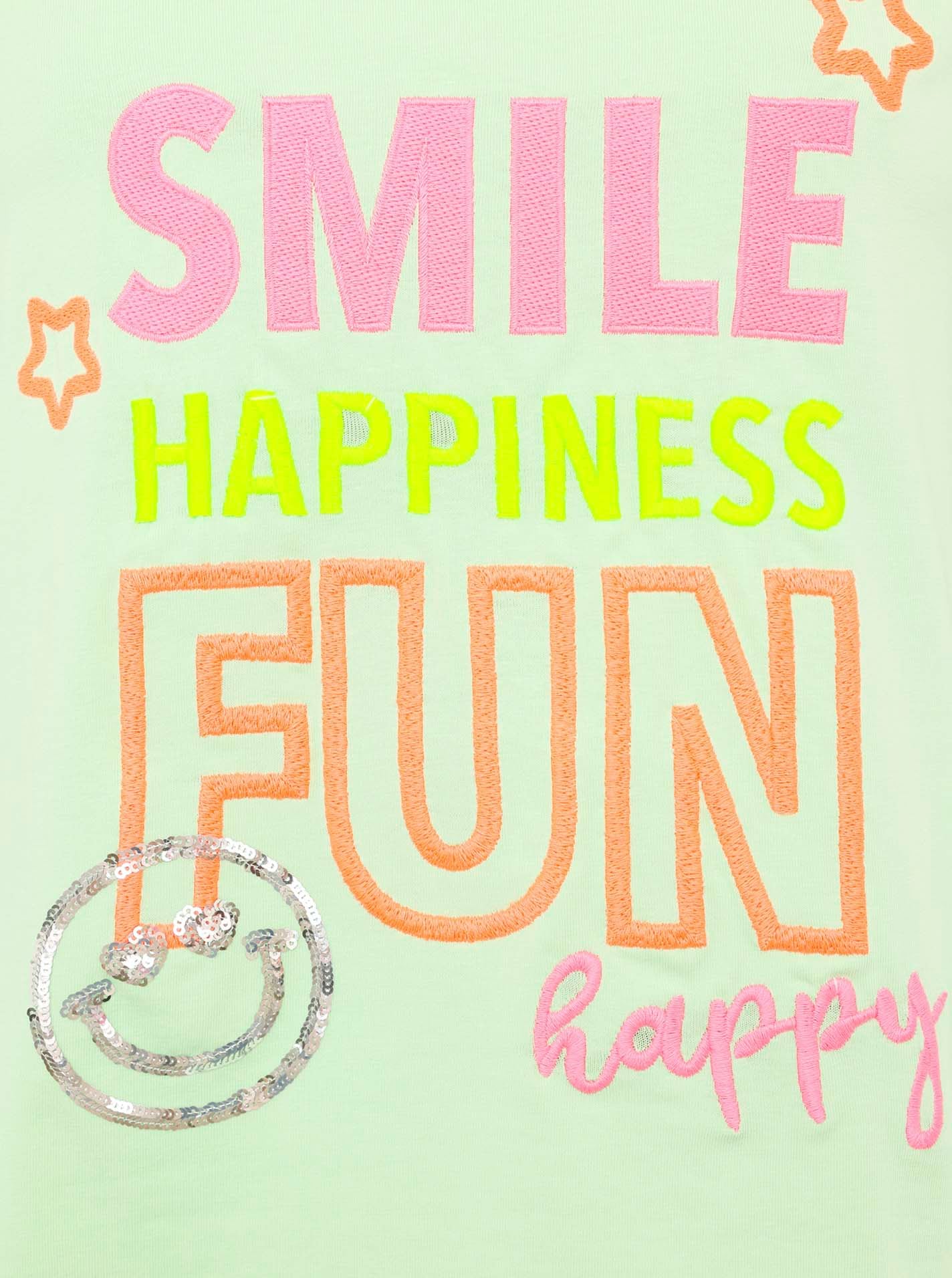 Zwillingsherz T-Shirt »"Smile Happiness Fun"«, mit bunter Stickerei und Pailletten