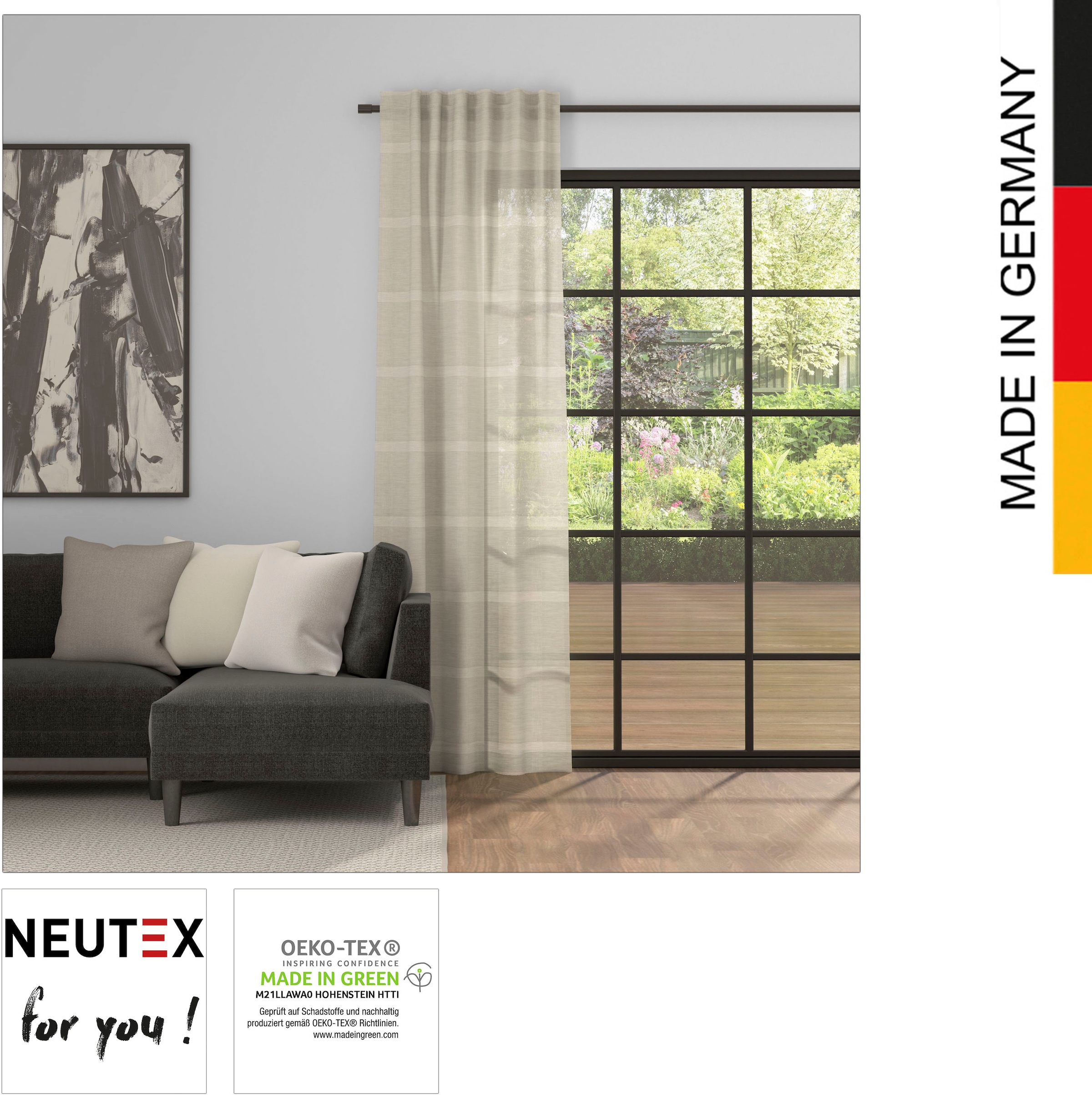 Neutex for (1 you! edle shoppen Karodessinierung Vorhang Jelmoli-Versand »Ajuna«, online dezente | St.)