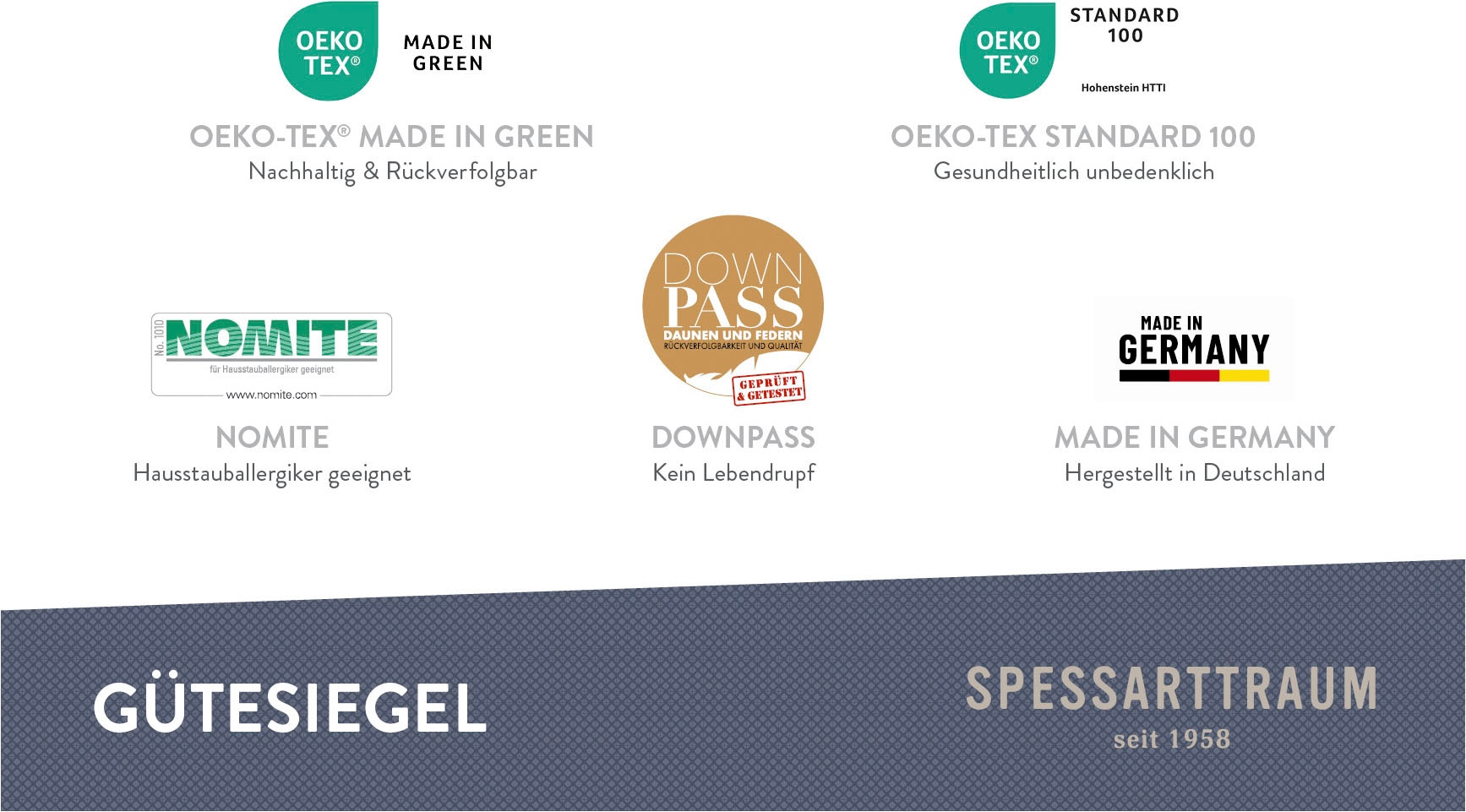 SPESSARTTRAUM 3-Kammer-Kopfkissen »Exklusiv«, Füllung: 90% Daunen / 10% Federn (Aussenkammern) und 100% Federn (Innenkammer), Bezug: feiner Daunenbatist, 100% Baumwolle, (1 St.), Kissen vom Hohenstein Institute ausgezeichnet