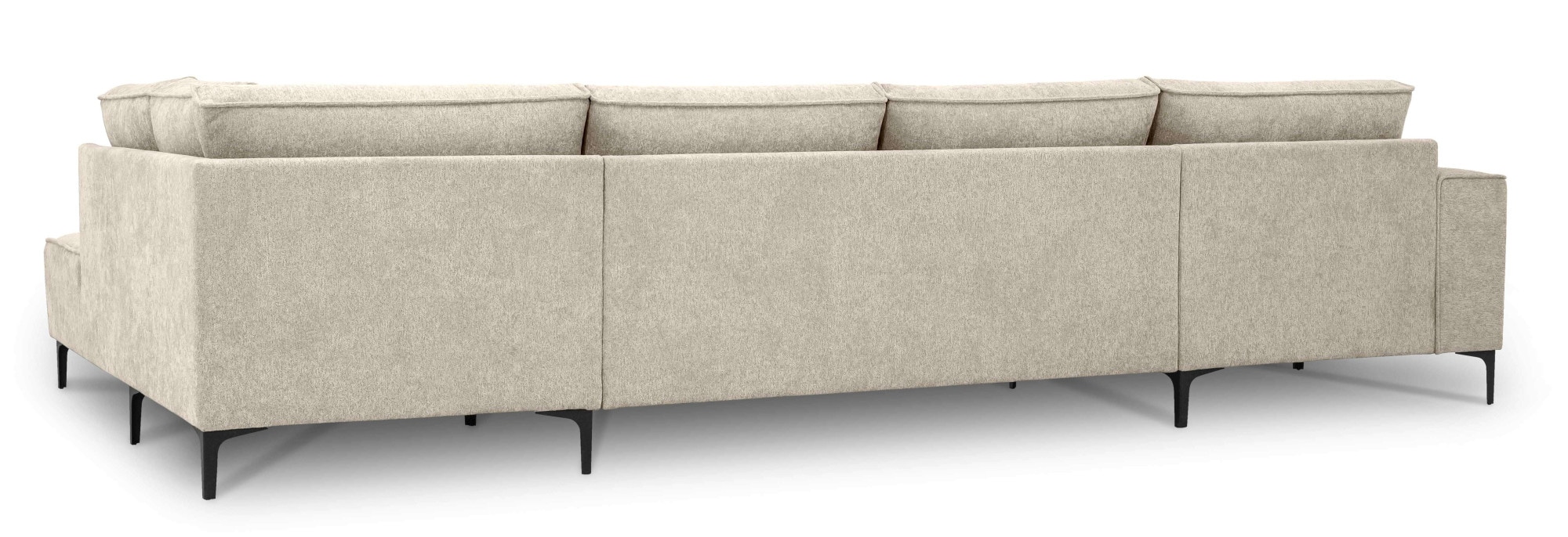 Places of Style Wohnlandschaft »XXL Sofa Oland, Struktur, Flachgewebe, Luxus-Microfaser, Boucle«, U-Form, 345 cm, Wellenunterfederung, Skandi-Design, Metallfüsse