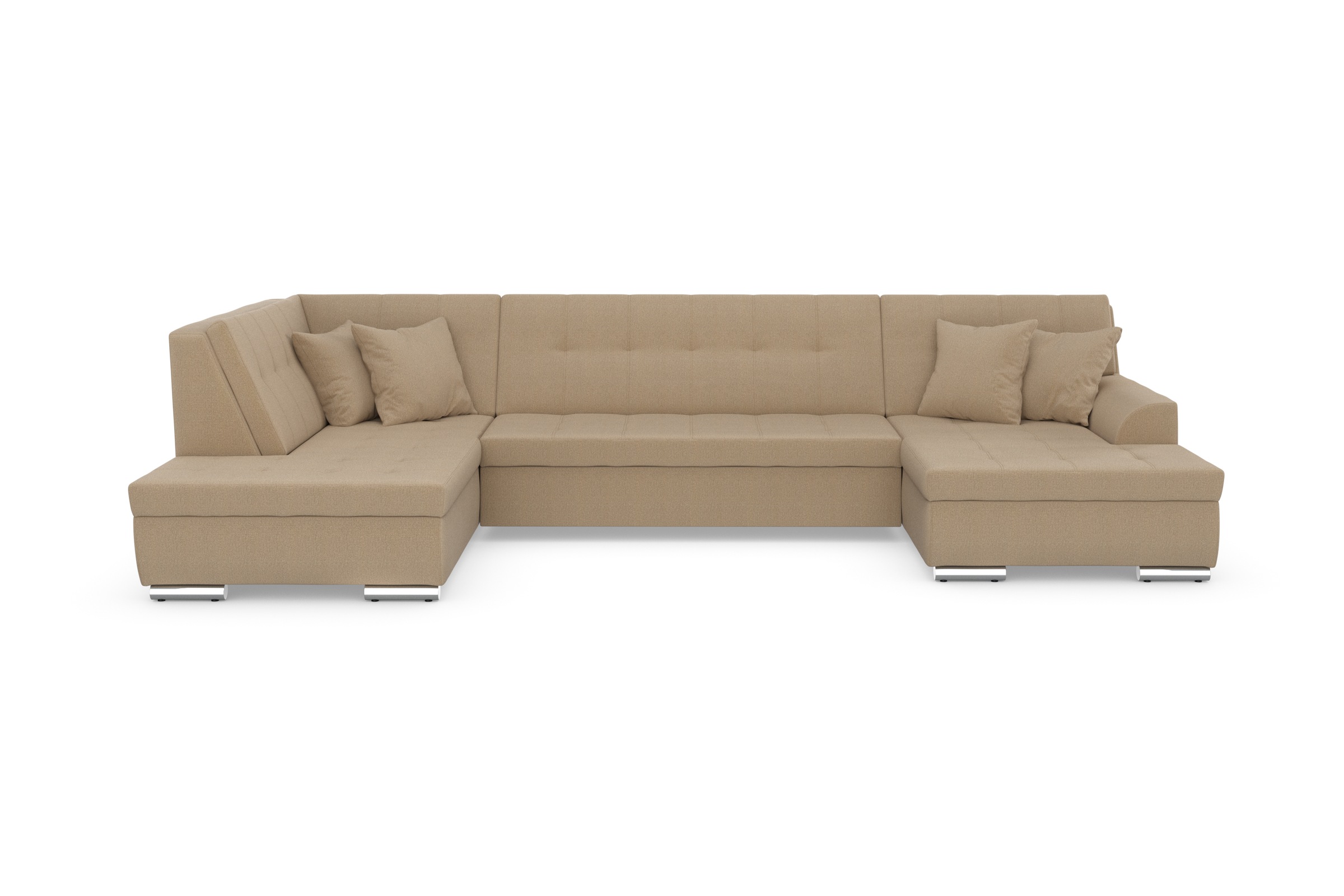 DOMO collection Wohnlandschaft »Treviso incl. Zierkissen, moderne Steppung, XXL: B/T/H: 364/201/83 cm«, wahlweise mit Bettfunktion, in vielen Bezugsarten auch in Cord U-Form