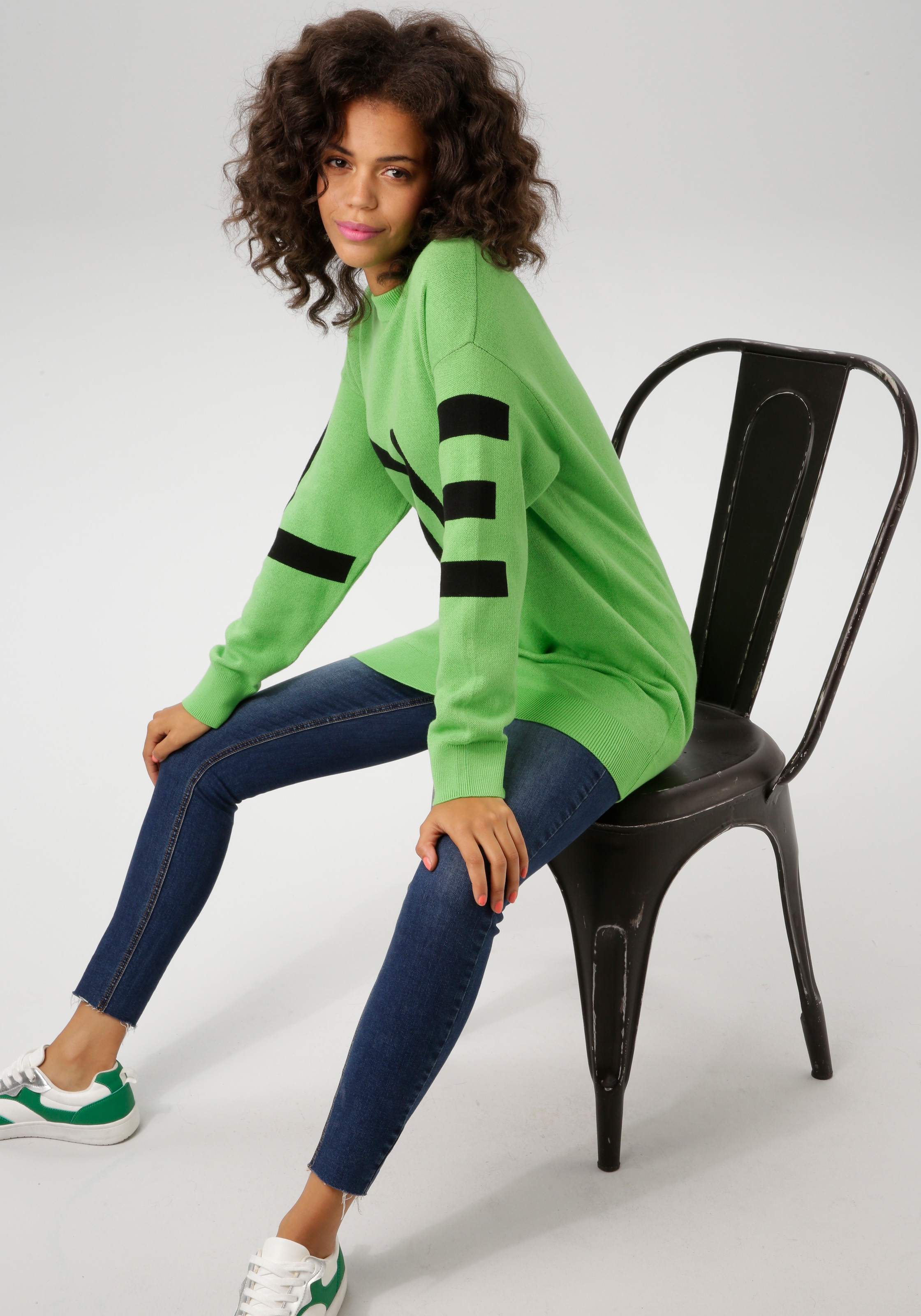 Aniston CASUAL Strickpullover, mit eingestricktem LOVE-Schriftzug