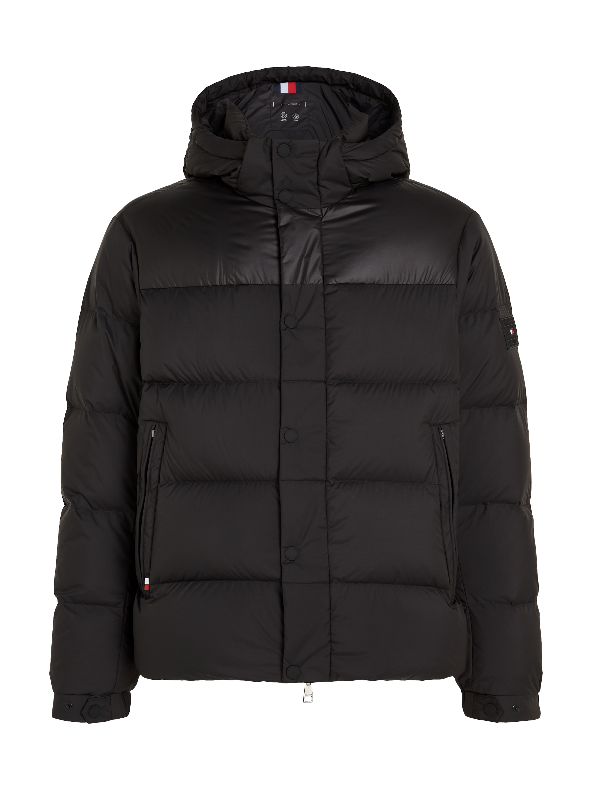 Tommy Hilfiger Steppjacke »MIX DOWN HOODED PUFFER JACKET«, mit Kapuze, mit abnehmbarer Kapuze