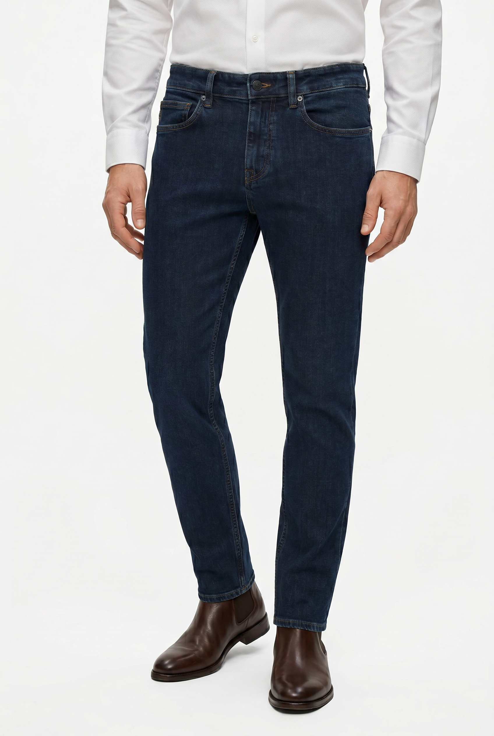 BOSS ORANGE 5-Pocket-Jeans "Delaware Soft-Motion-Denim" Schmale Passform Mittlere Leibhöhe
