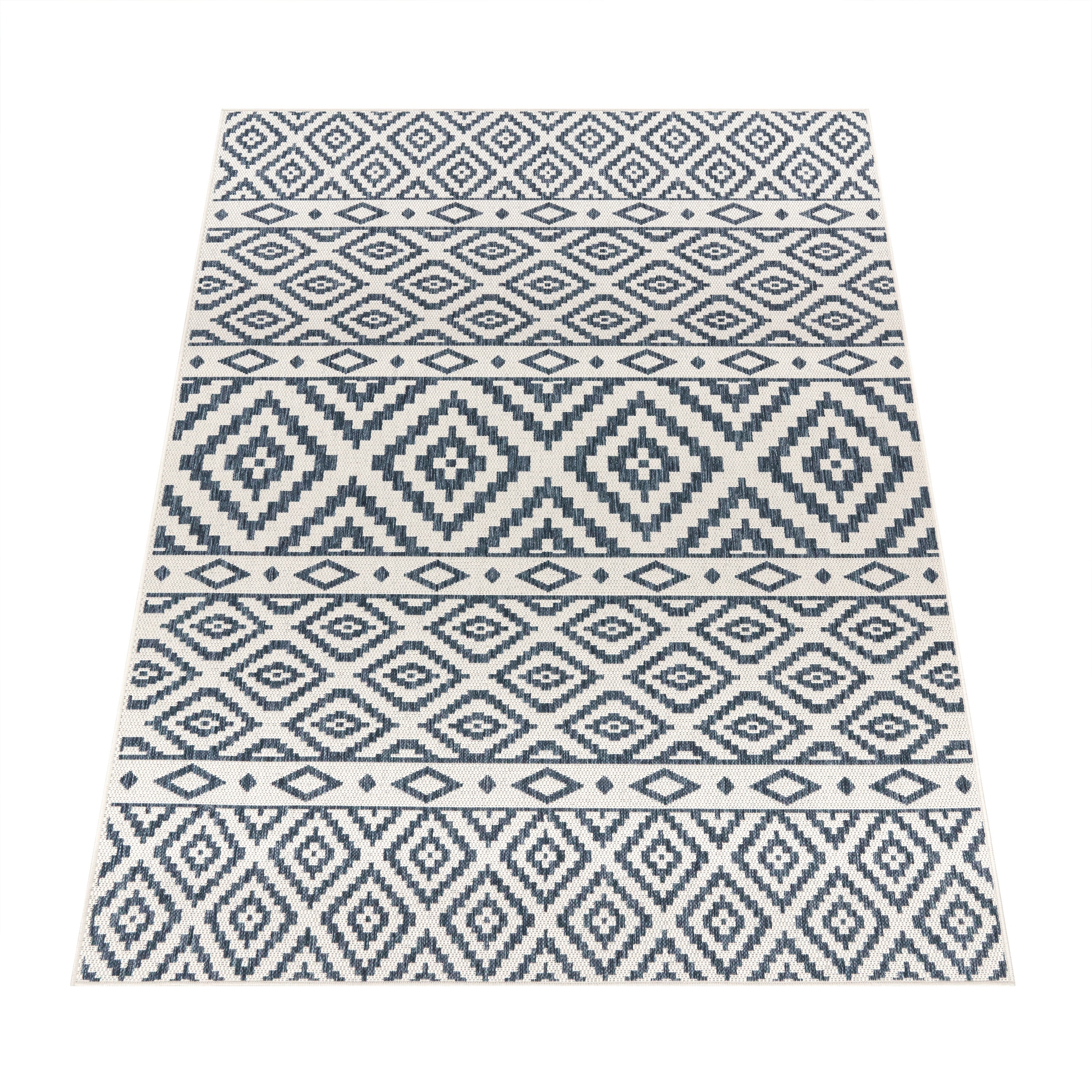 Paco Home Teppich »Coco 201«, rechteckig, 4 mm Höhe, Flachgewebe, Rauten Design, In- und Outdoor geeignet, Wohnzimmer