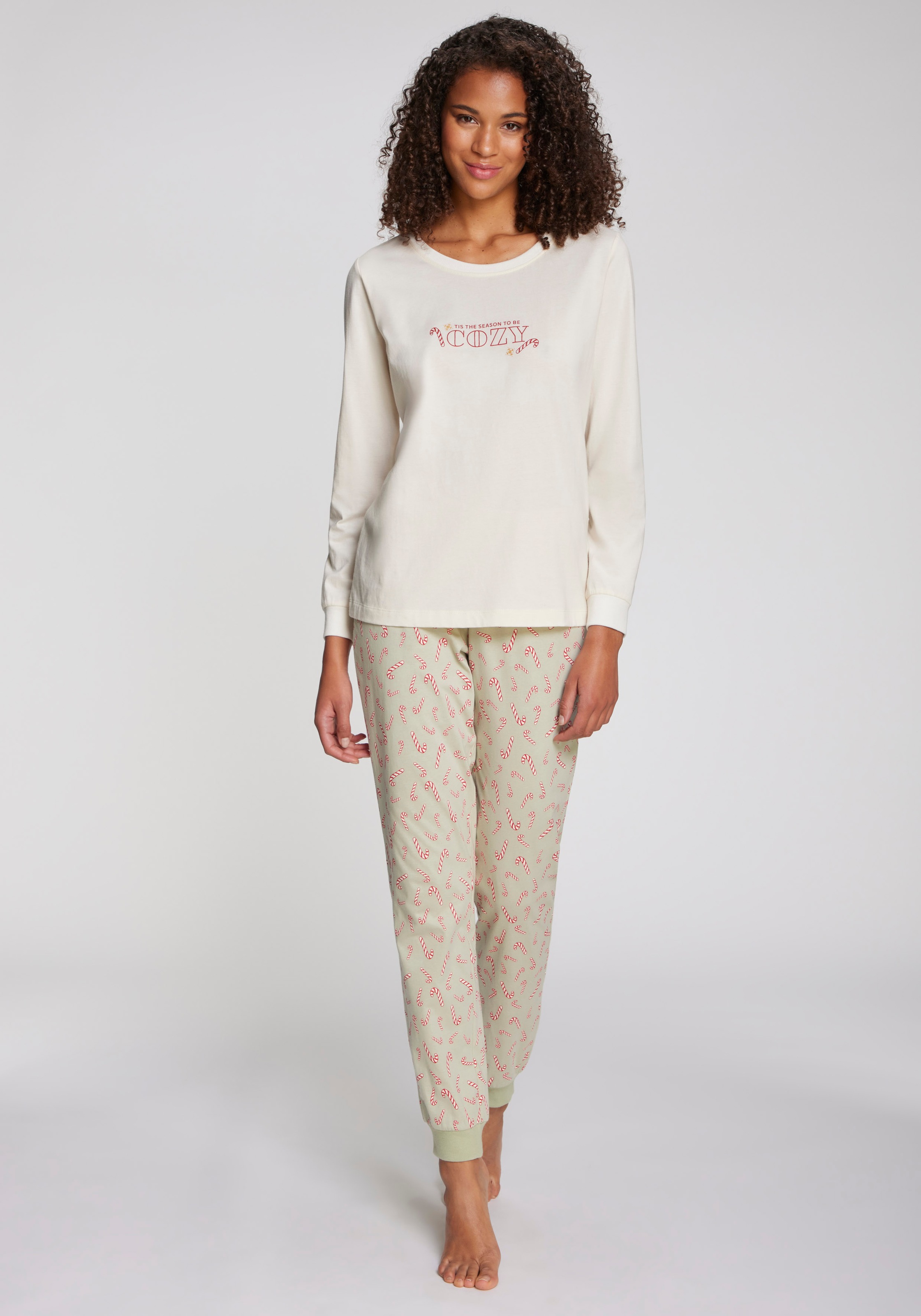 LASCANA Pyjama Set, 2 tlg. Mit Weihnachtlichem Muster