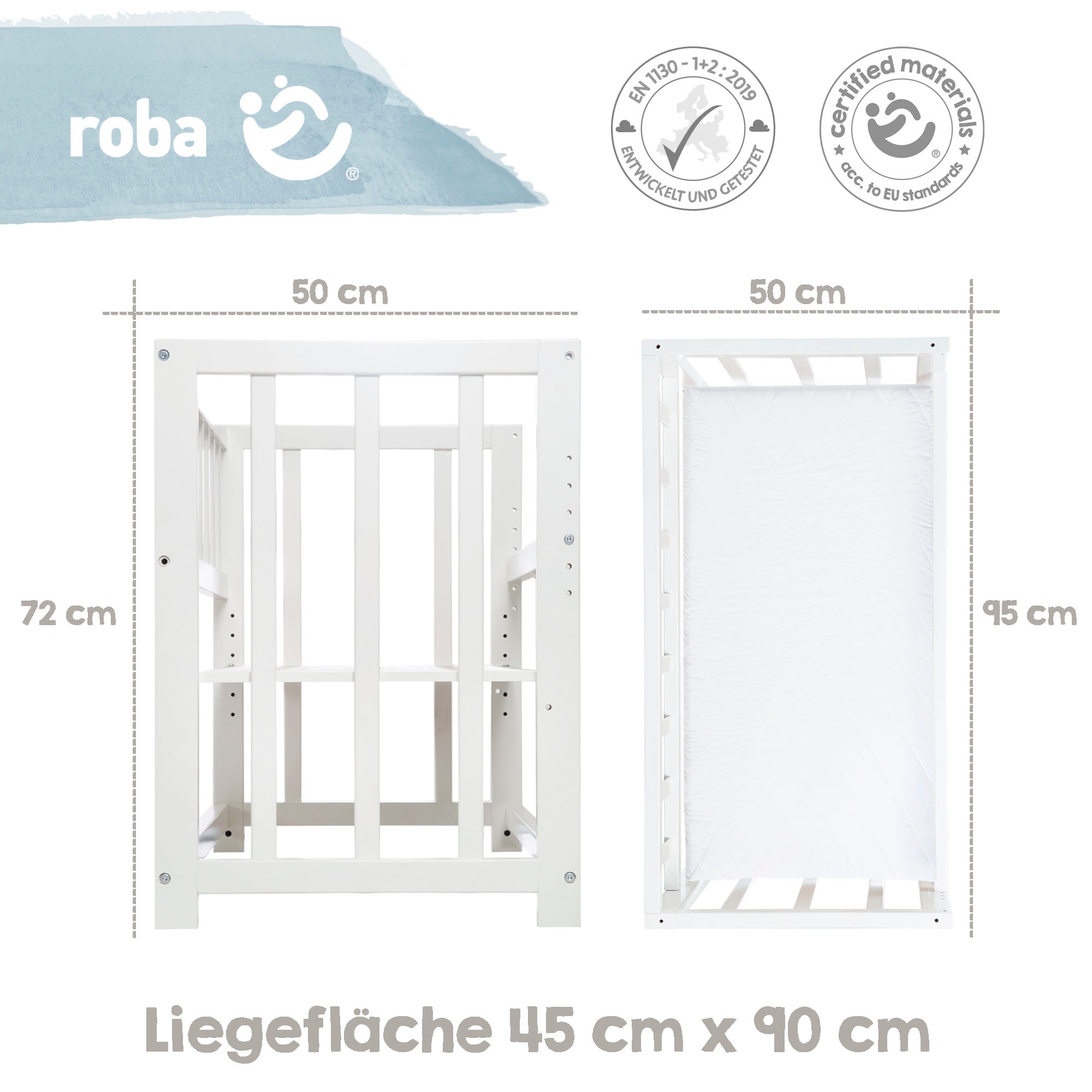 roba® Stubenbett »4 in 1, Indibär, weiss«, zu Wiege, Elternbett oder Bank umbaubar