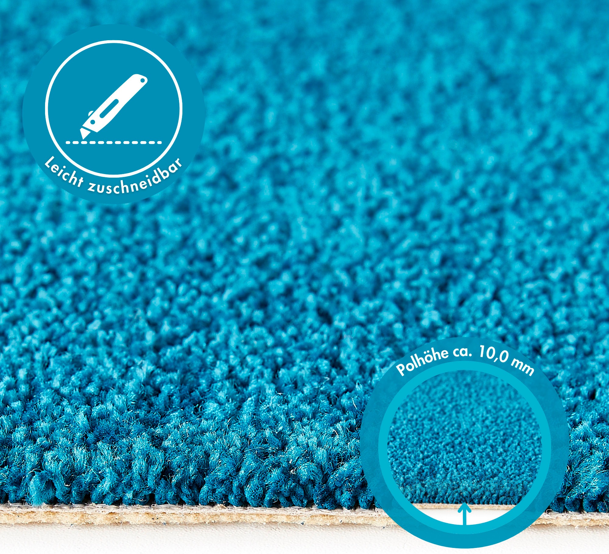Andiamo Teppichboden »Sophie, Frisee-Velours, Made in Netherlands«, rechteckig, 4,5 mm Höhe, Uni Farben, Breite 400 cm oder 500 cm, strapazierfähig & pflegeleicht