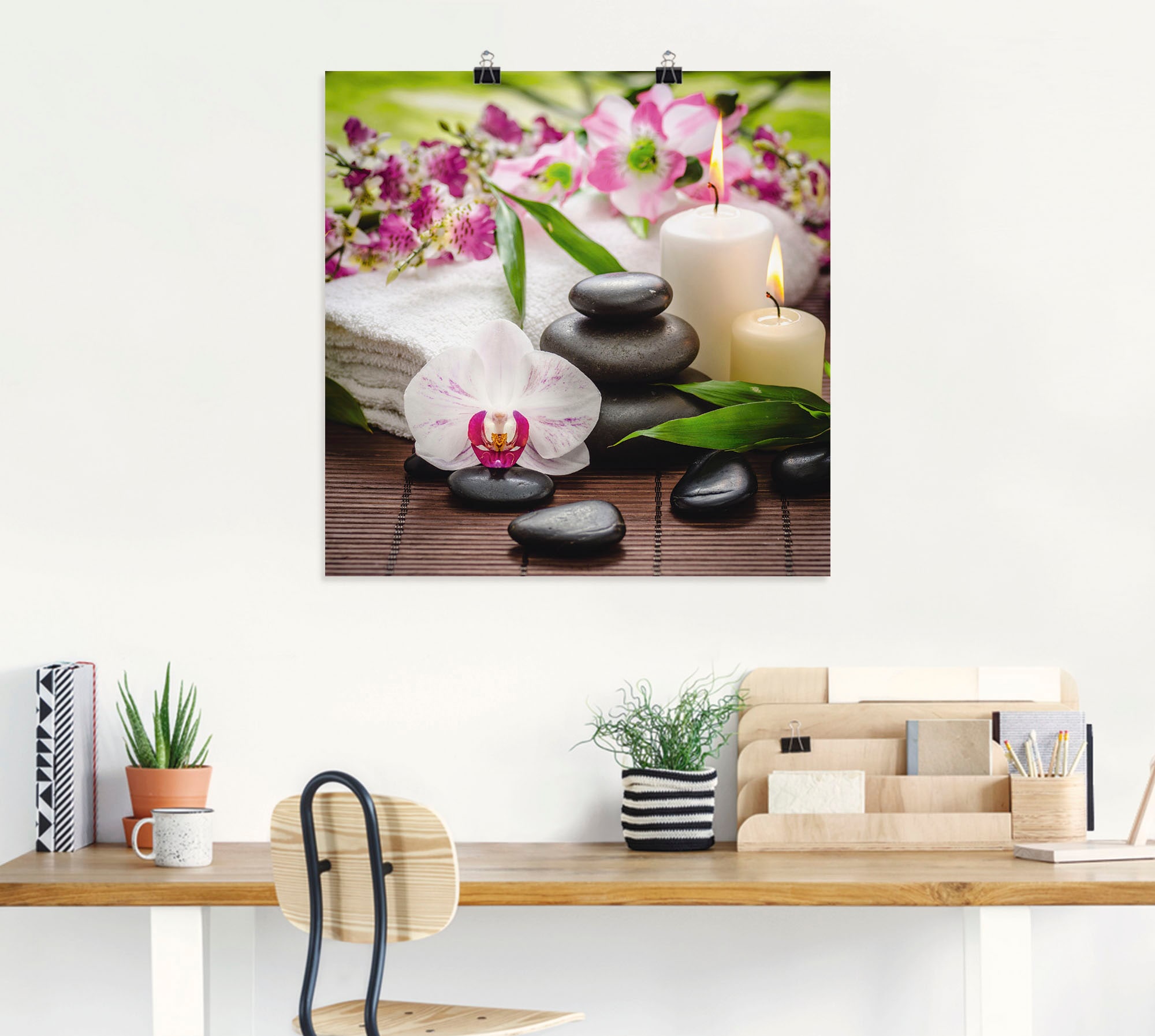 Artland Wandbild »Spa Orchideen Bambus Kerze«, Zen Bilder, (1 St.), als Alubild, Outdoorbild, Leinwandbild, Poster, Wandaufkleber
