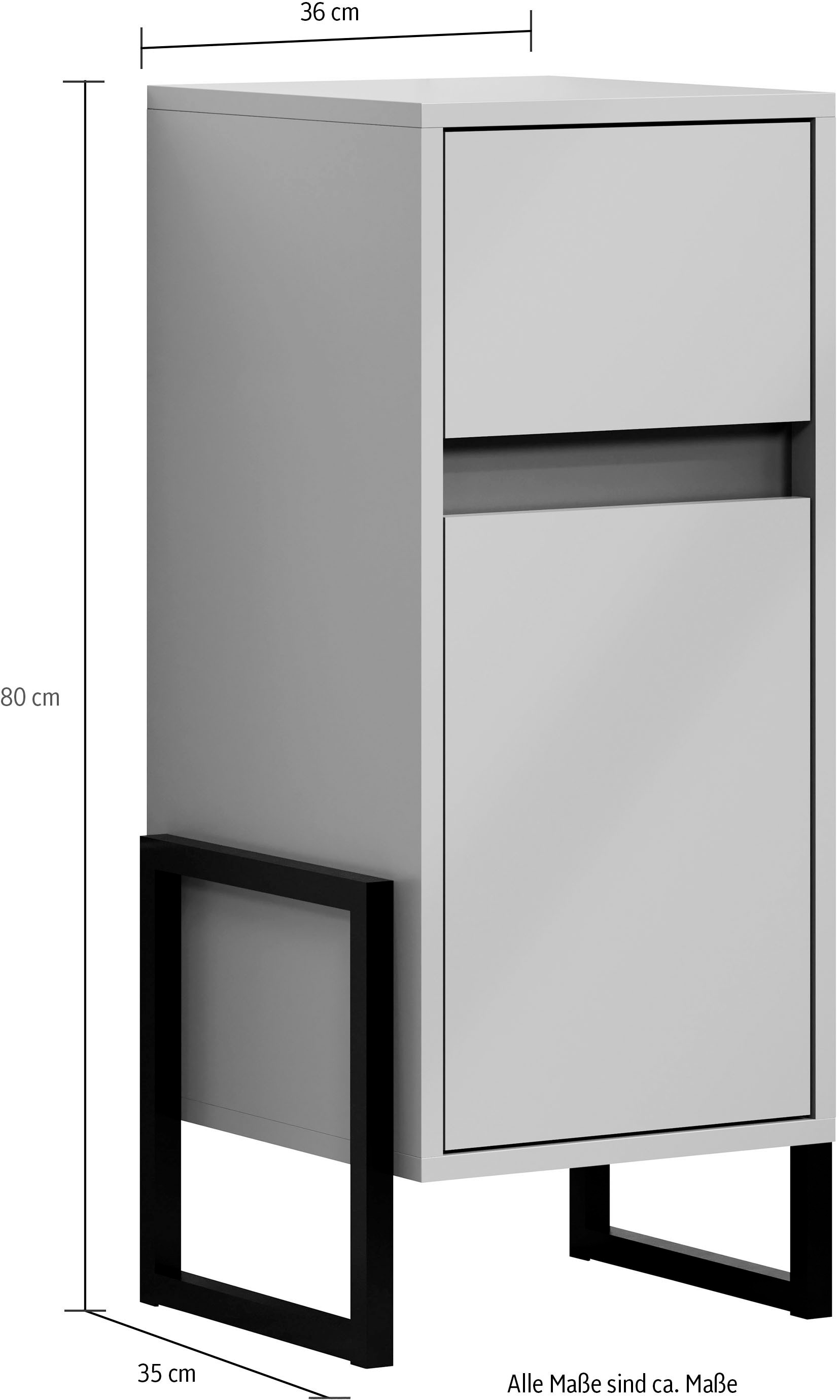 welltime Unterschrank »Malcesine«, (1 St.), Badkommode in Dunkeltürkis mit Metallgestell - (B/T/H) 36/35/80 cm