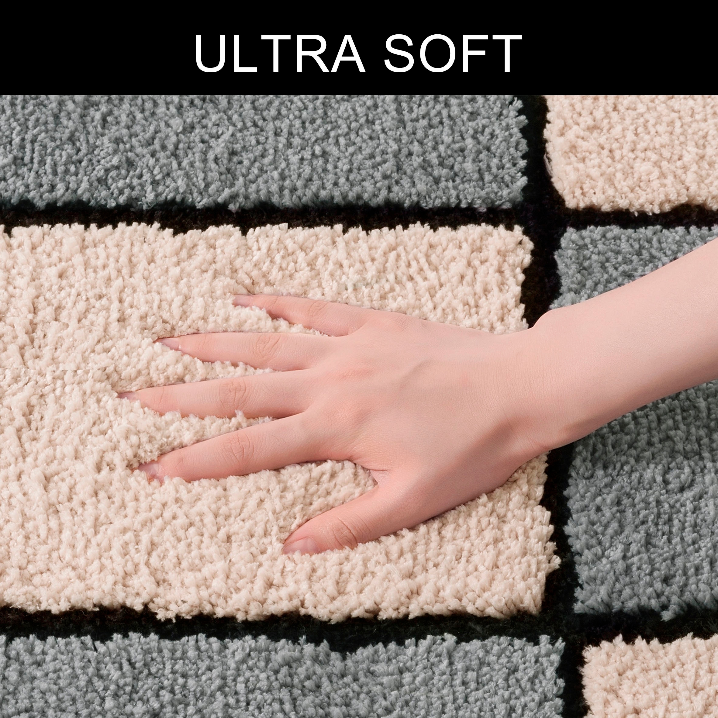 my home Badematte »Melli«, rutschhemmend beschichtet, fussbodenheizungsgeeignet, Badteppich, mit Muster, karierte Badematte
