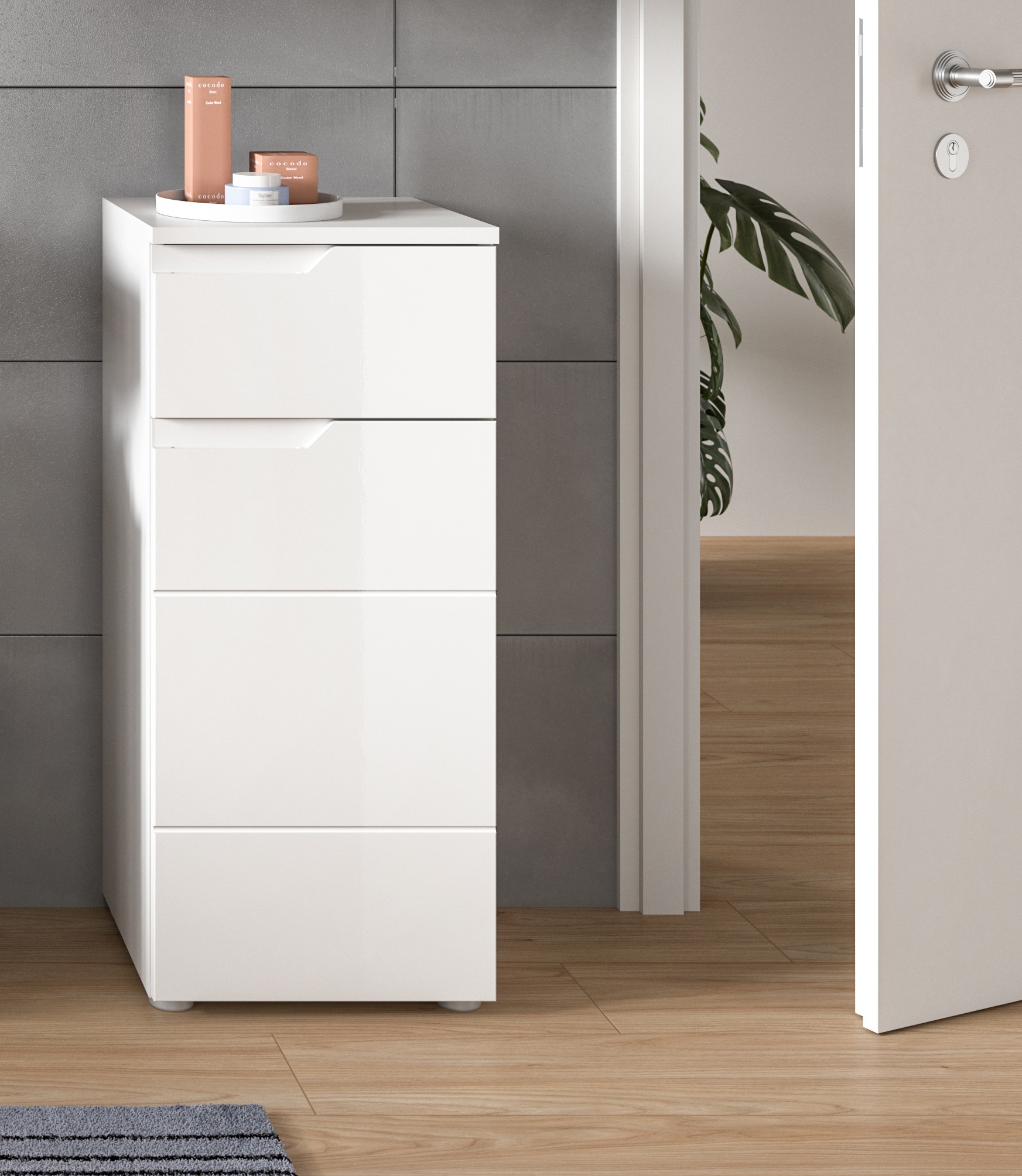 welltime Unterschrank "CAPRI, Höhe 87 cm, 1 Schubkasten, 1 Tür mit Softclose-Funktion" Standschrank, Badschrank, Kommode, Badkommode, Anrichte, Midischrank