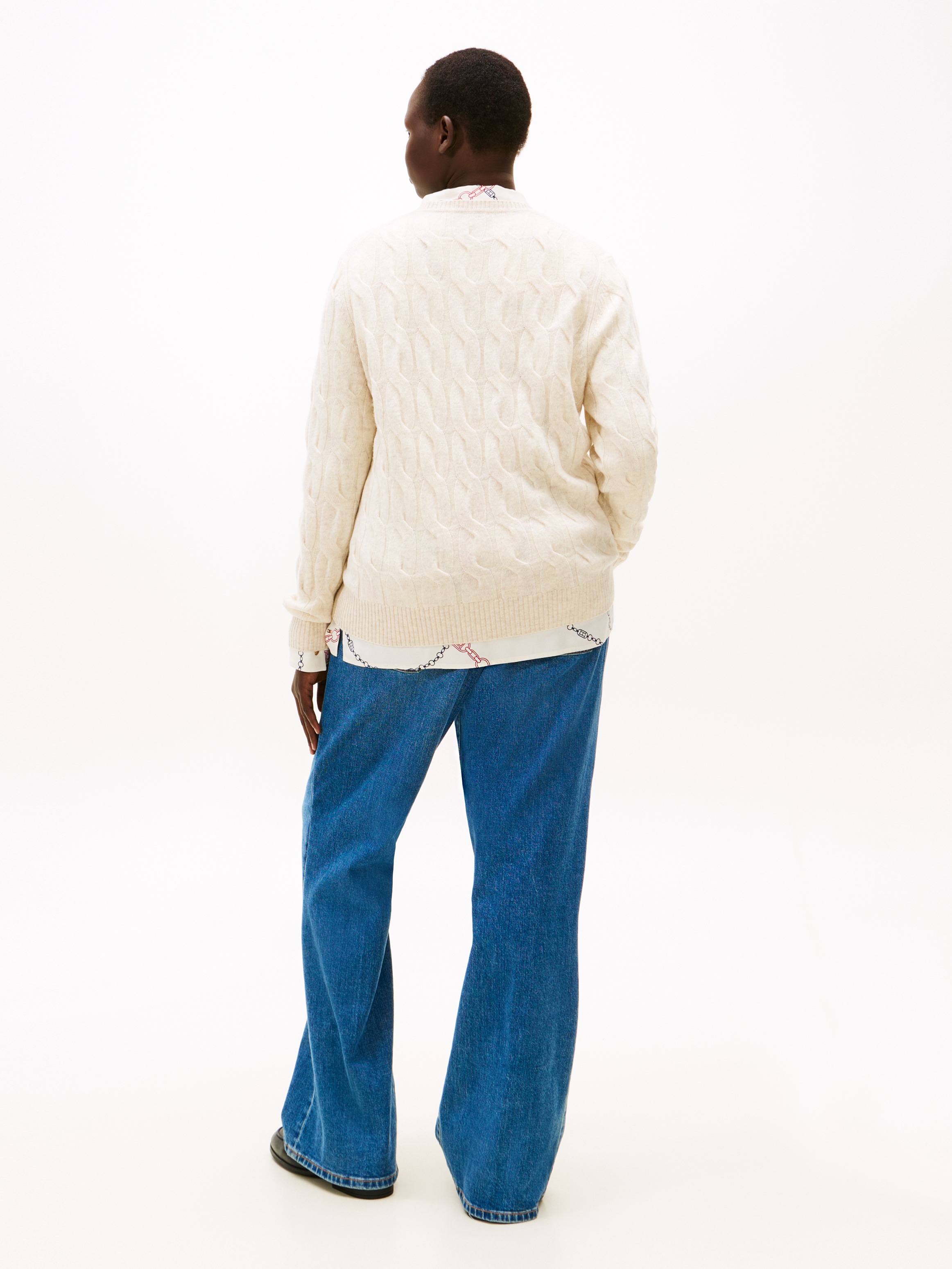 Tommy Hilfiger Curve Strickpullover »CRV SOFT WOOL CABLE C-NK LS SWT«, in grossen Grössen, mit Zopfmuster, aus reiner Wolle