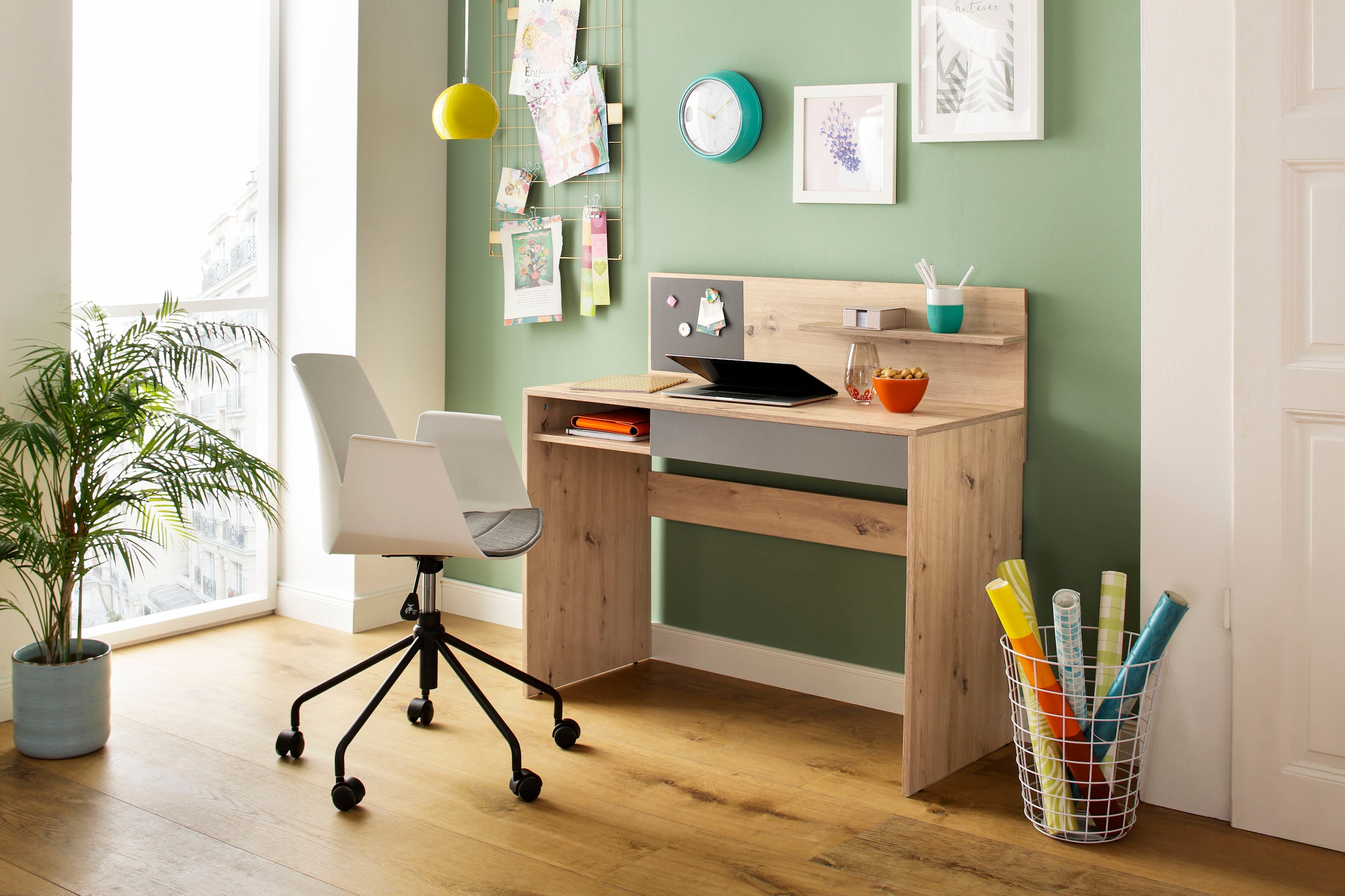 INOSIGN Schreibtisch »Magnet«, Magnettafel, grosse Arbeitsfläche, Schubkasten und Ablageboden