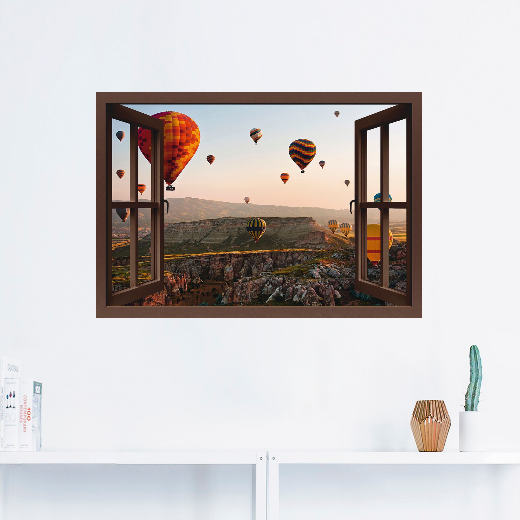 Artland Wandbild »Fensterblick Kappadokien Ballonfahrt«, Ballonfahren, (1 St.), als Leinwandbild, Poster, Wandaufkleber in verschied. Grössen