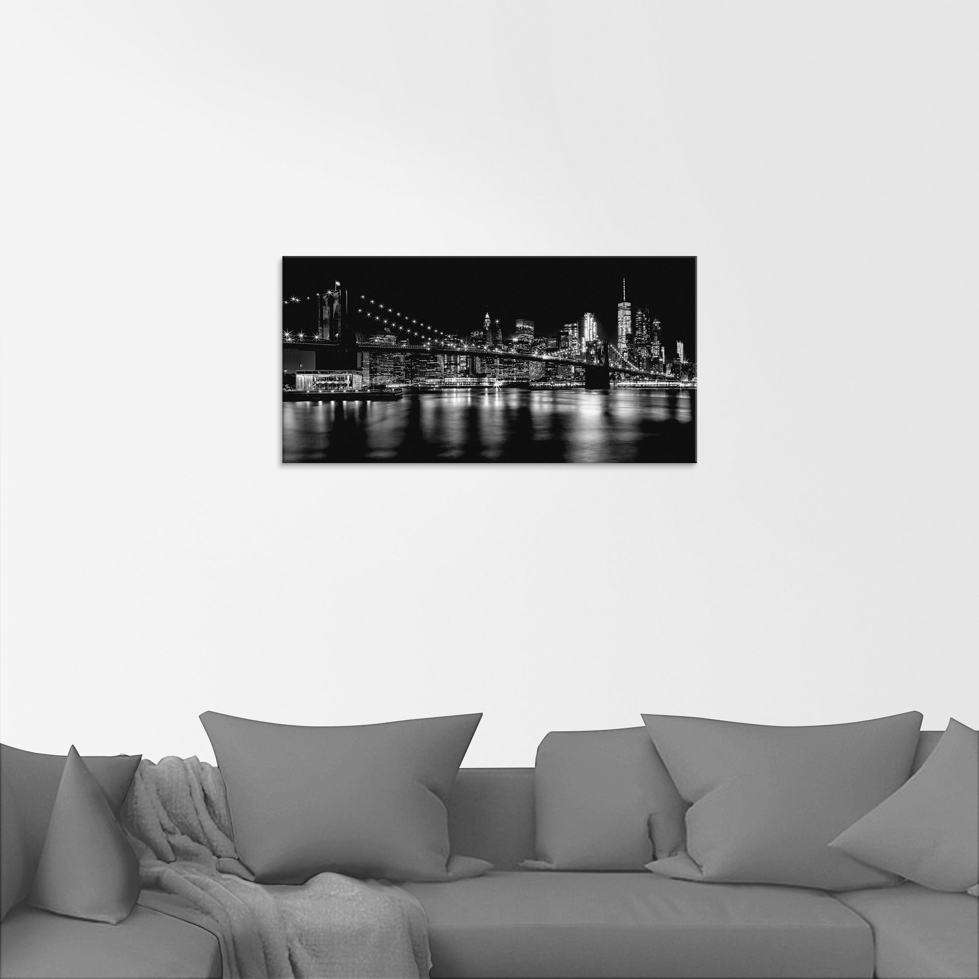 Artland Glasbild »Manhattan Skyline & Brroklyn Bridge I«, Amerika, (1 St.), in verschiedenen Grössen