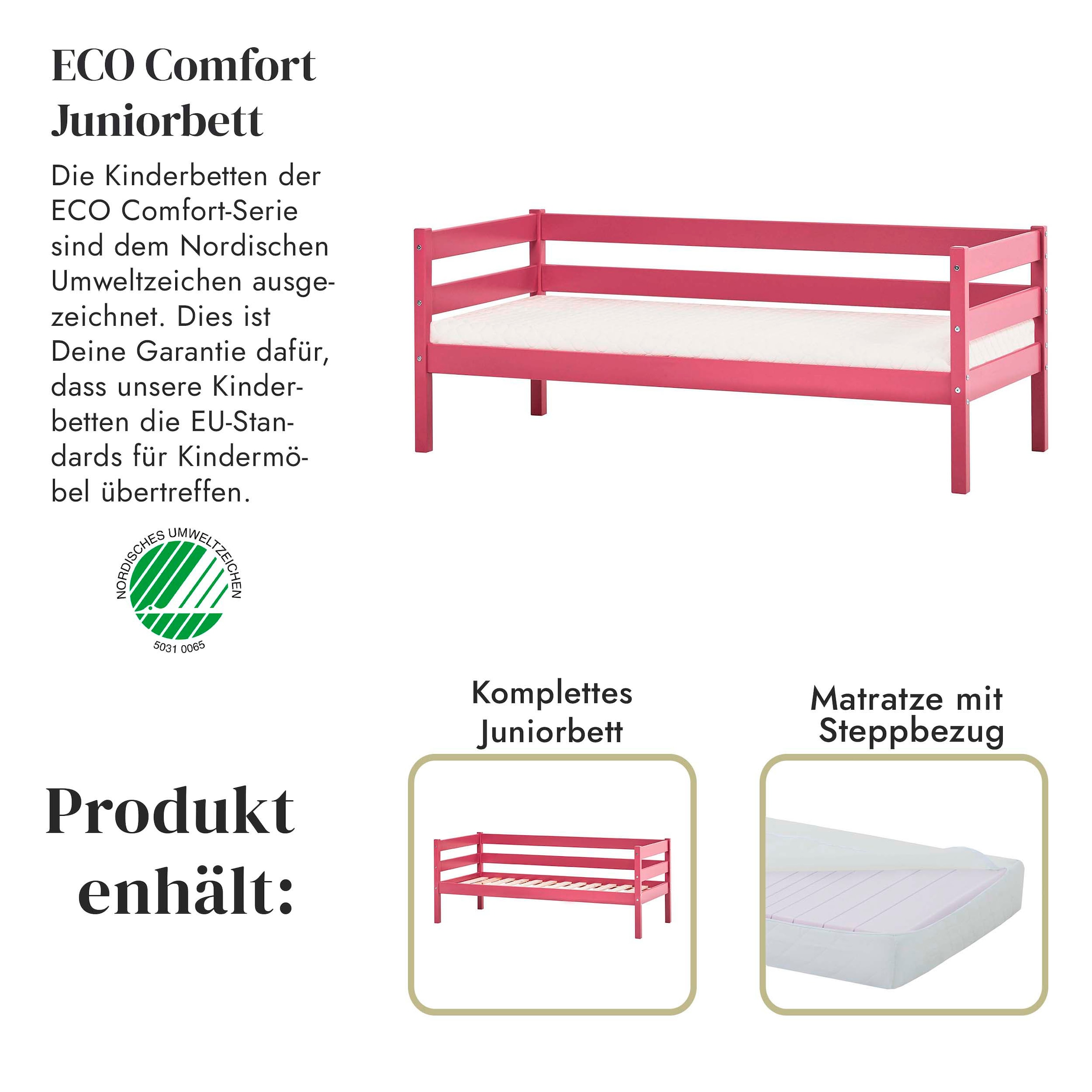 Hoppekids Einzelbett »ECO Comfort Kinderbett, Kiefer Massivholz, Jugendbett inkl. Rollrost«, 70x160 cm, wahlweise in verschieden Farben/ Matratze/ Absturzsicherung