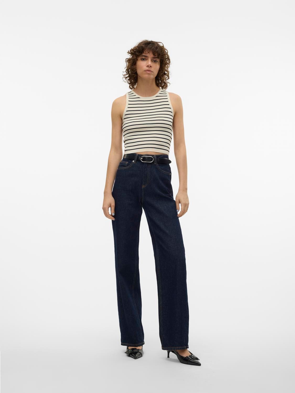 Vero Moda Strickpullover »VMGINNY SL O-NECK CROP TOP NOOS«, Stricktop in kurzer Form