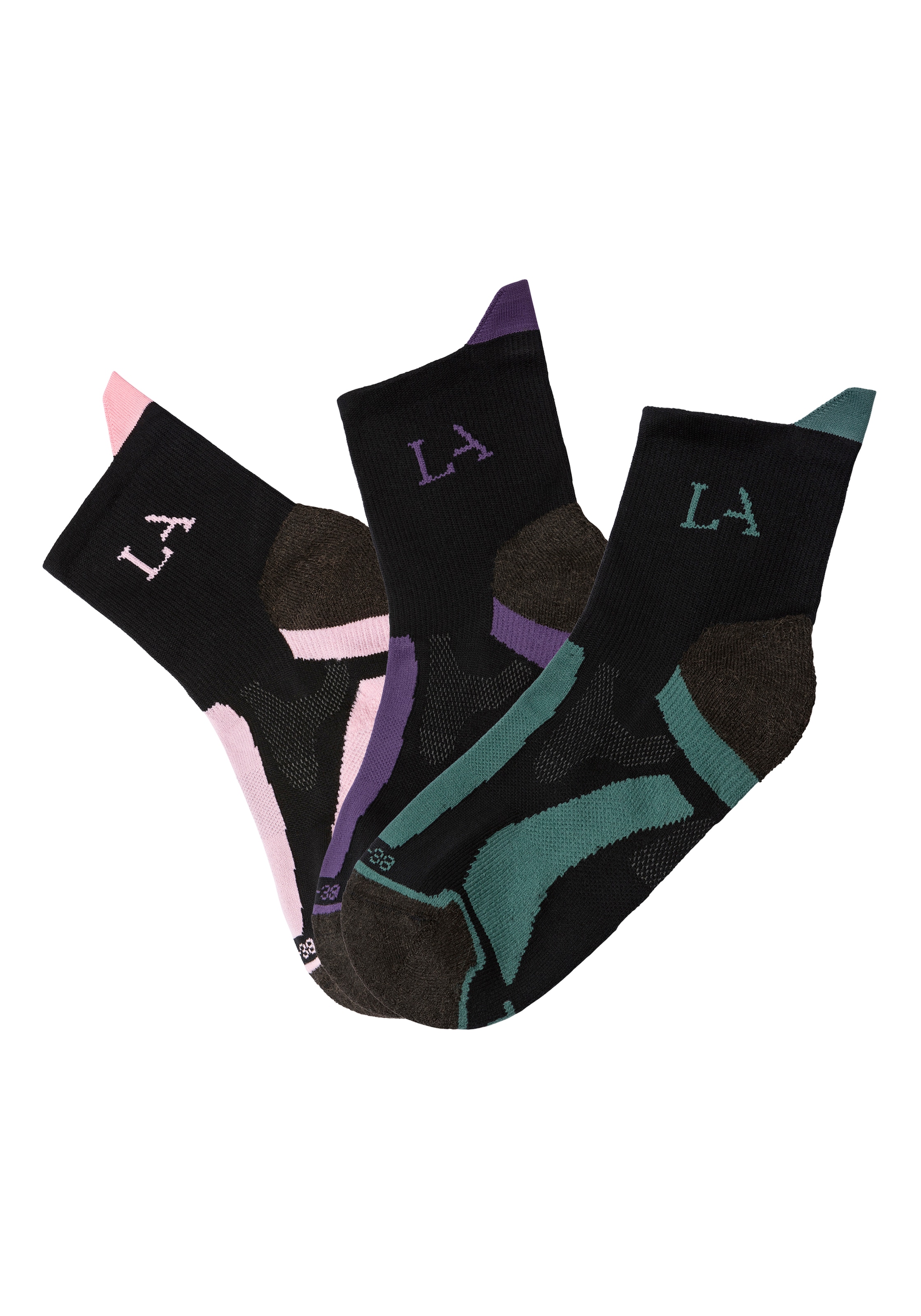 LASCANA ACTIVE Wandersocken, (Set, 3 Paar), mit verstärkten Belastungszonen