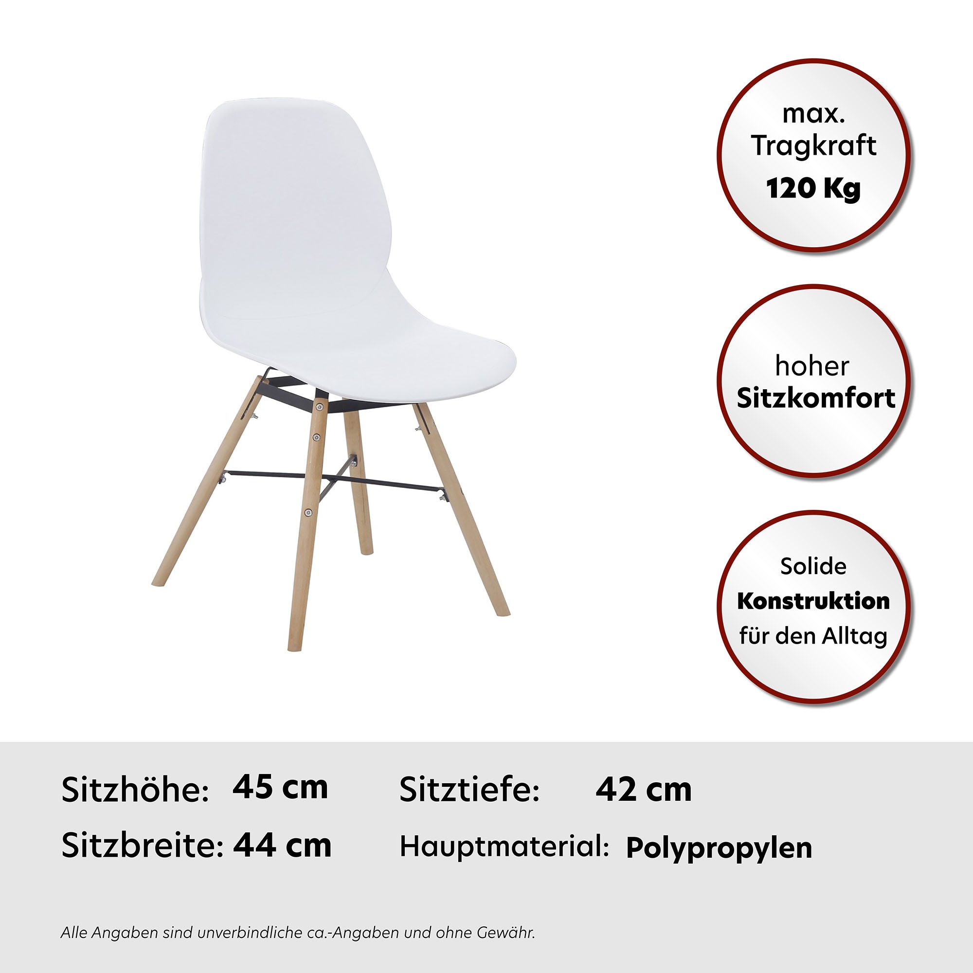 Kayoom 4-Fussstuhl »Stuhl Amy 110 2er-Set, praktisches Set, bequemer Kunststoffstuhl«, (Set), 2 St., pflegeleicht, abwaschbar, in einem Stück spritzgegossene Sitzfläche