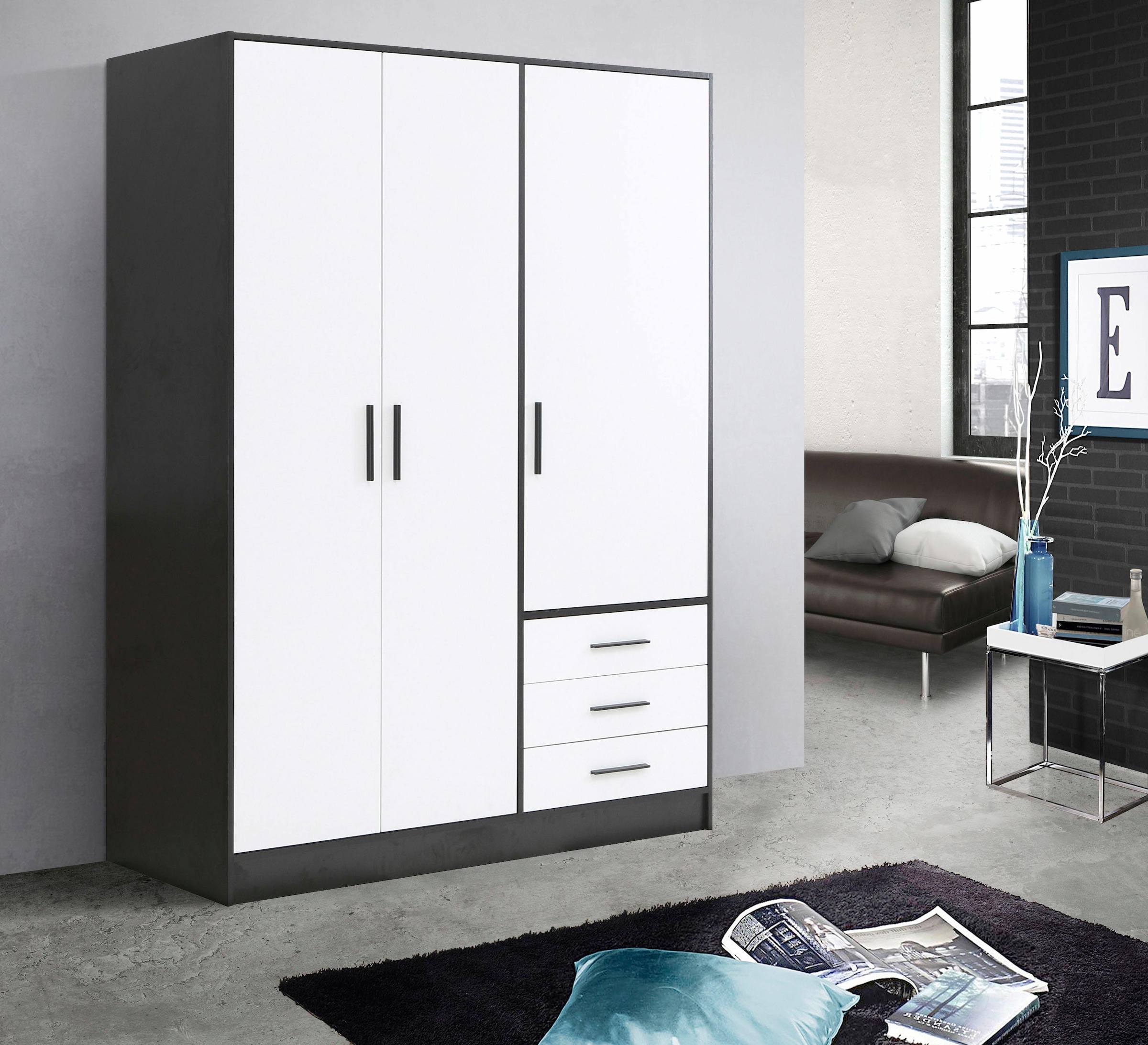 FORTE Kleiderschrank »Jupiter, Made in Europe, mit Schubladen«, (Masse (T/H): 60/200 cm), Stauraum, 2 Breiten, 4 Farben, Schubladen, variable Einlegeböden