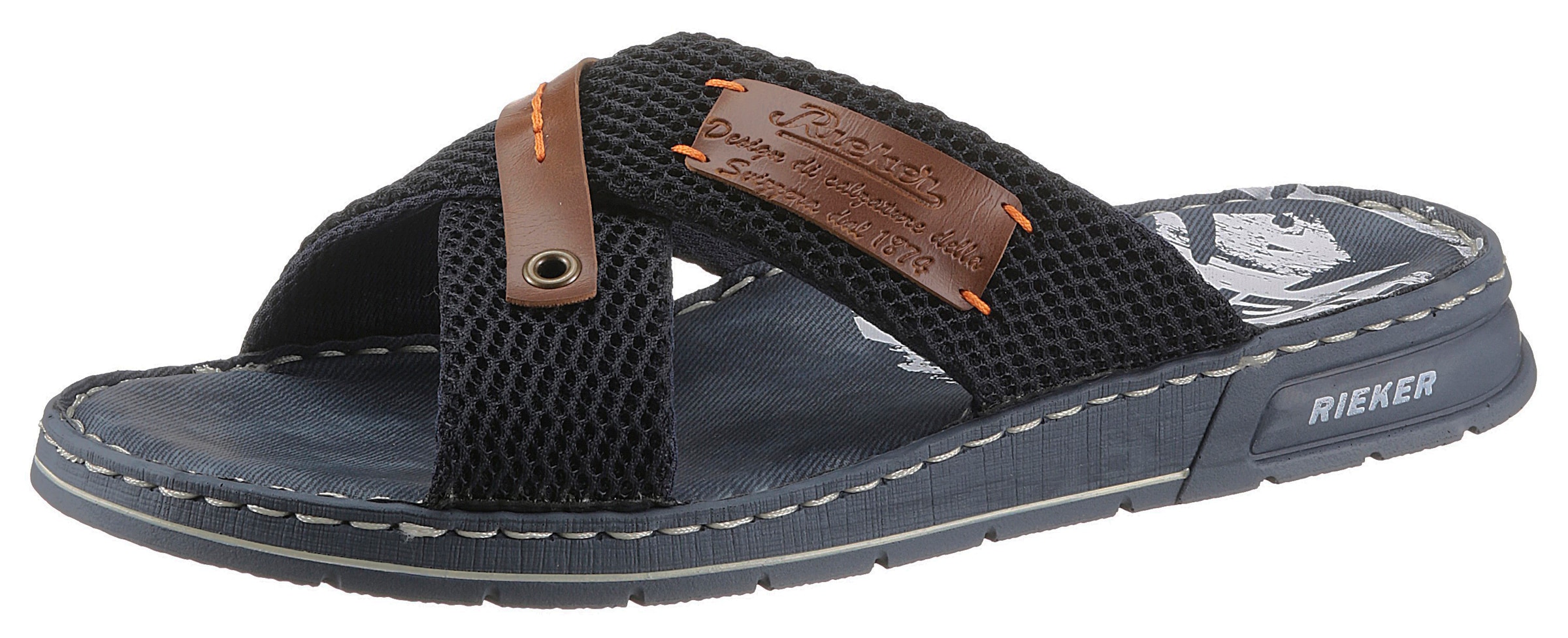 Rieker Pantolette, Sommerschuh, Schlappen, Poolslides, mit Kontrastdetails