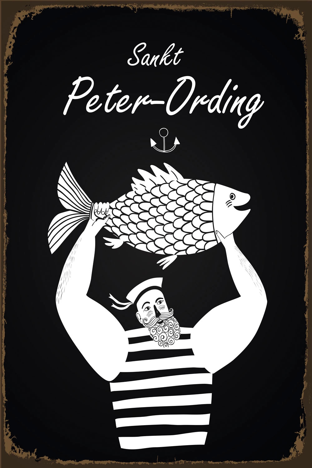 queence Metallbild »Sankt Peter-Ording«, Schriftzüge-Schriftzug-Schwarz-Weiss, (1 St.), Stahlschild, Blechschild, St. Peter-Ording