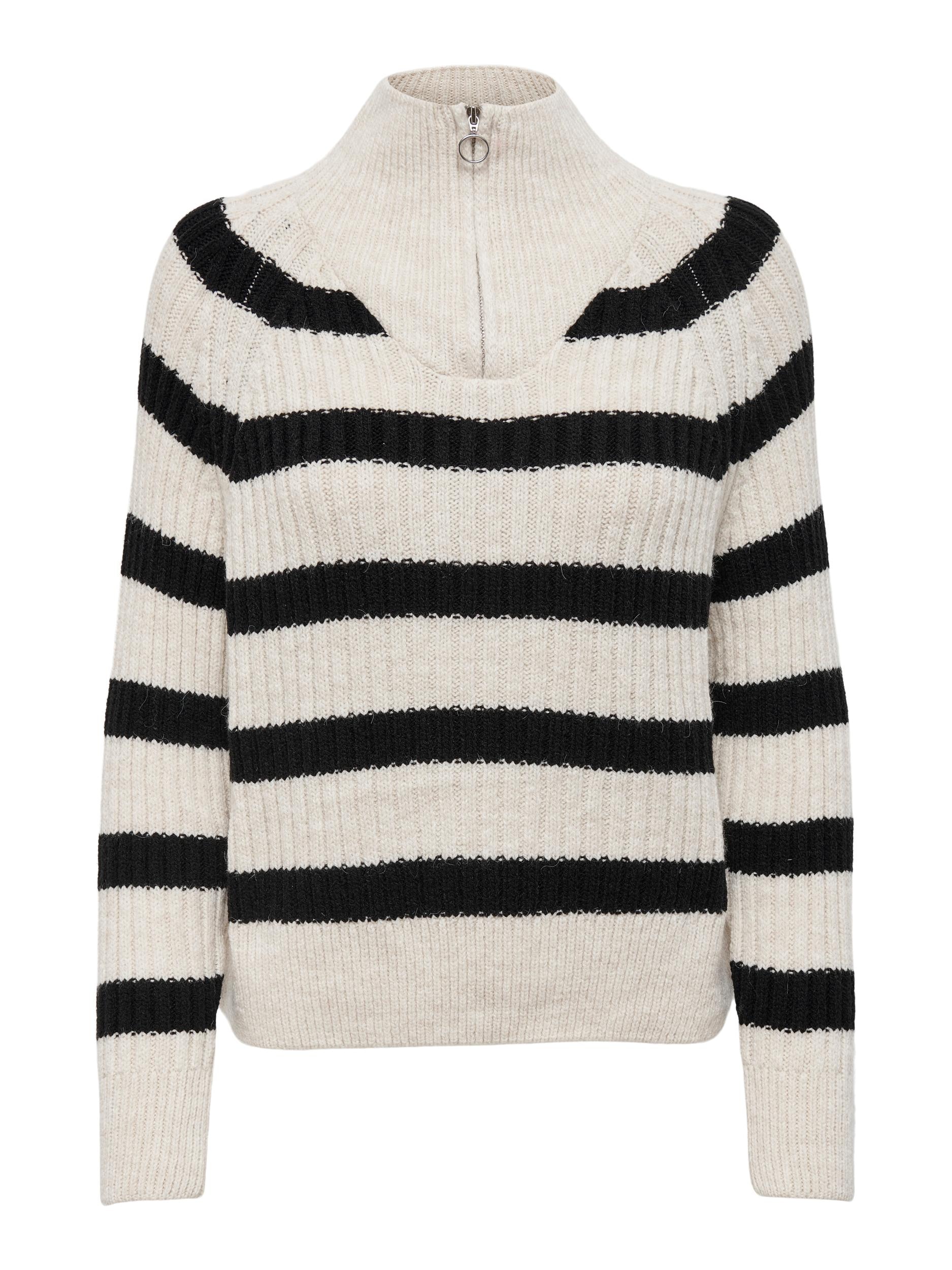 ONLY Stehkragenpullover »ONLLEISE FREYA LS ZIP HIGH NECK KNT NOOS«, mit Streifenmuster