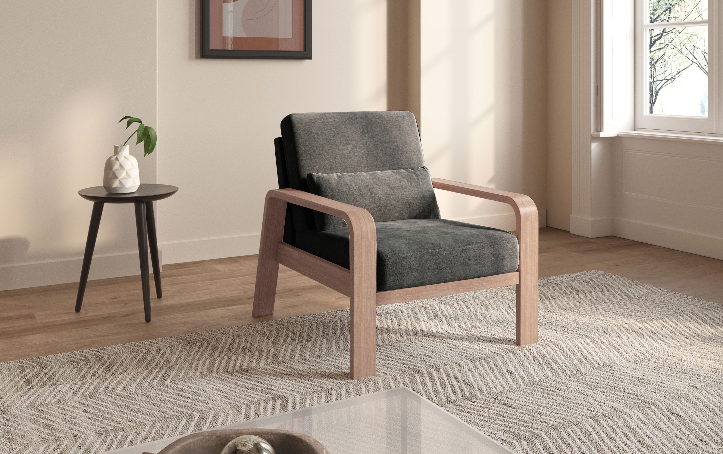 sit&more Sessel »Kolding«, Armlehnen aus Buchenholz in natur, verschiedene Bezüge und Farben