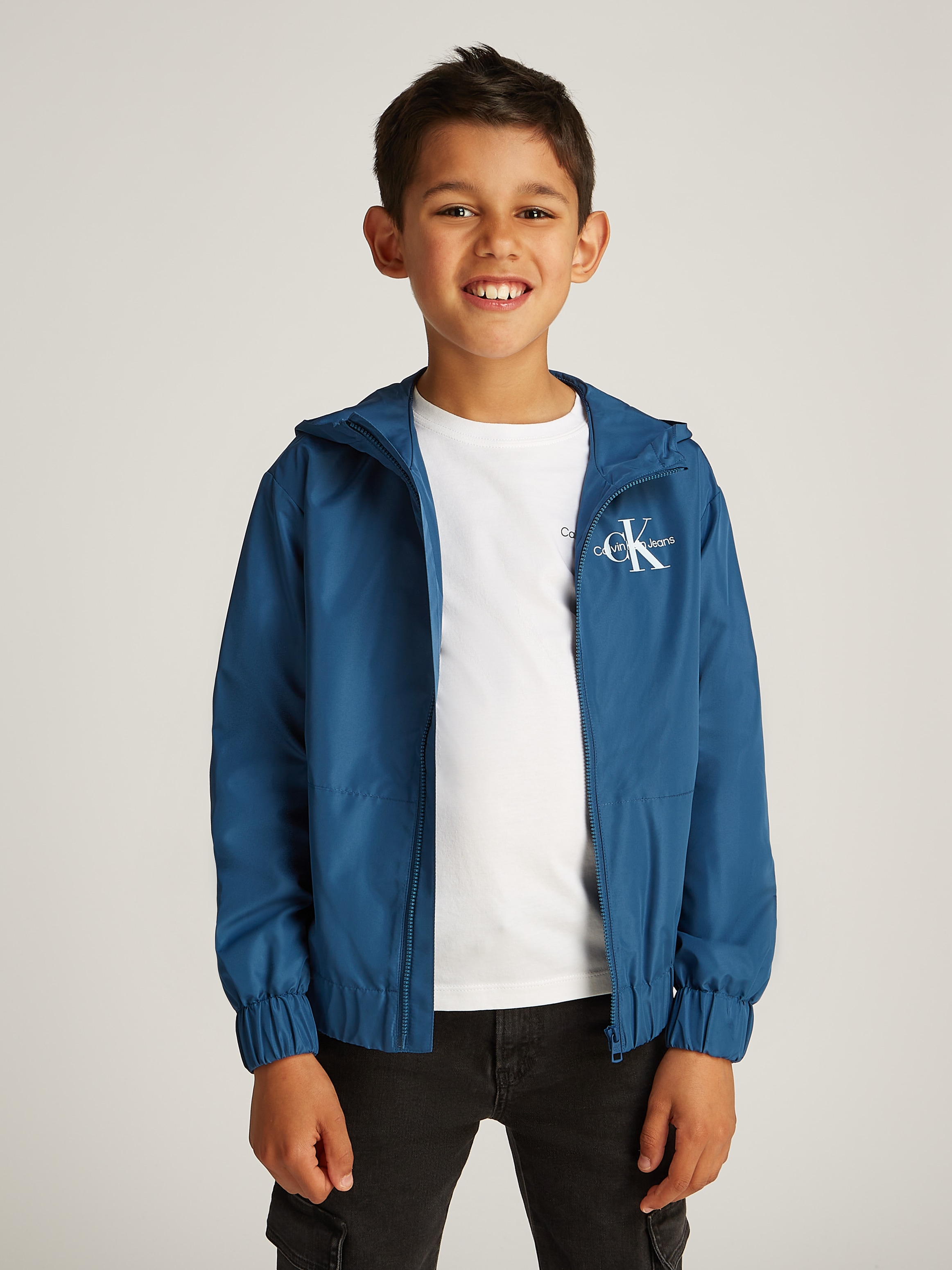 Calvin Klein Jeans Windbreaker »MONOLOGO ESSENTIAL JACKET«, mit Kapuze, für Kinder bis 16 Jahre mit...