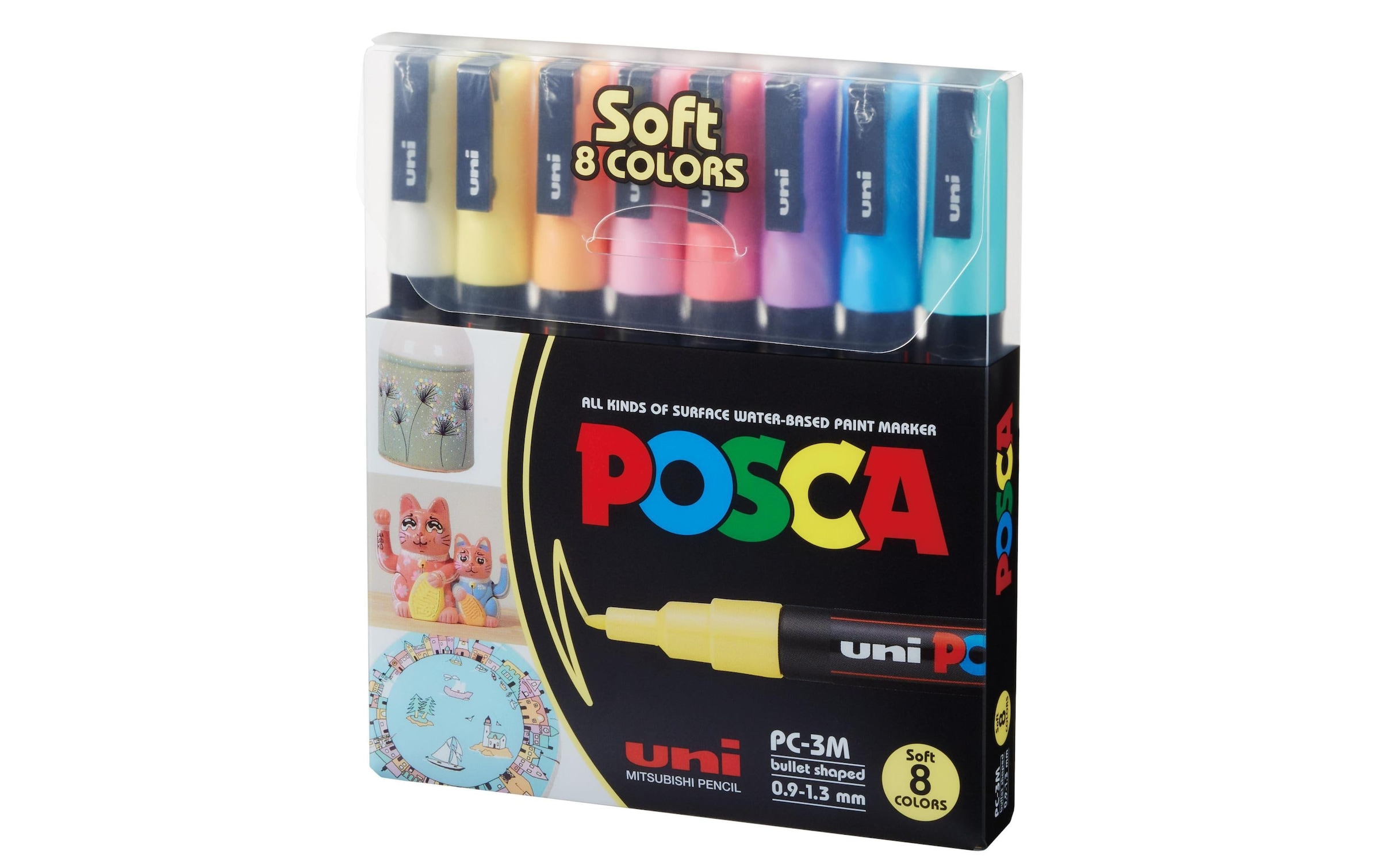 Permanentmarker »Uni POSCA Softcolors 8 Stück«, (8 tlg.)