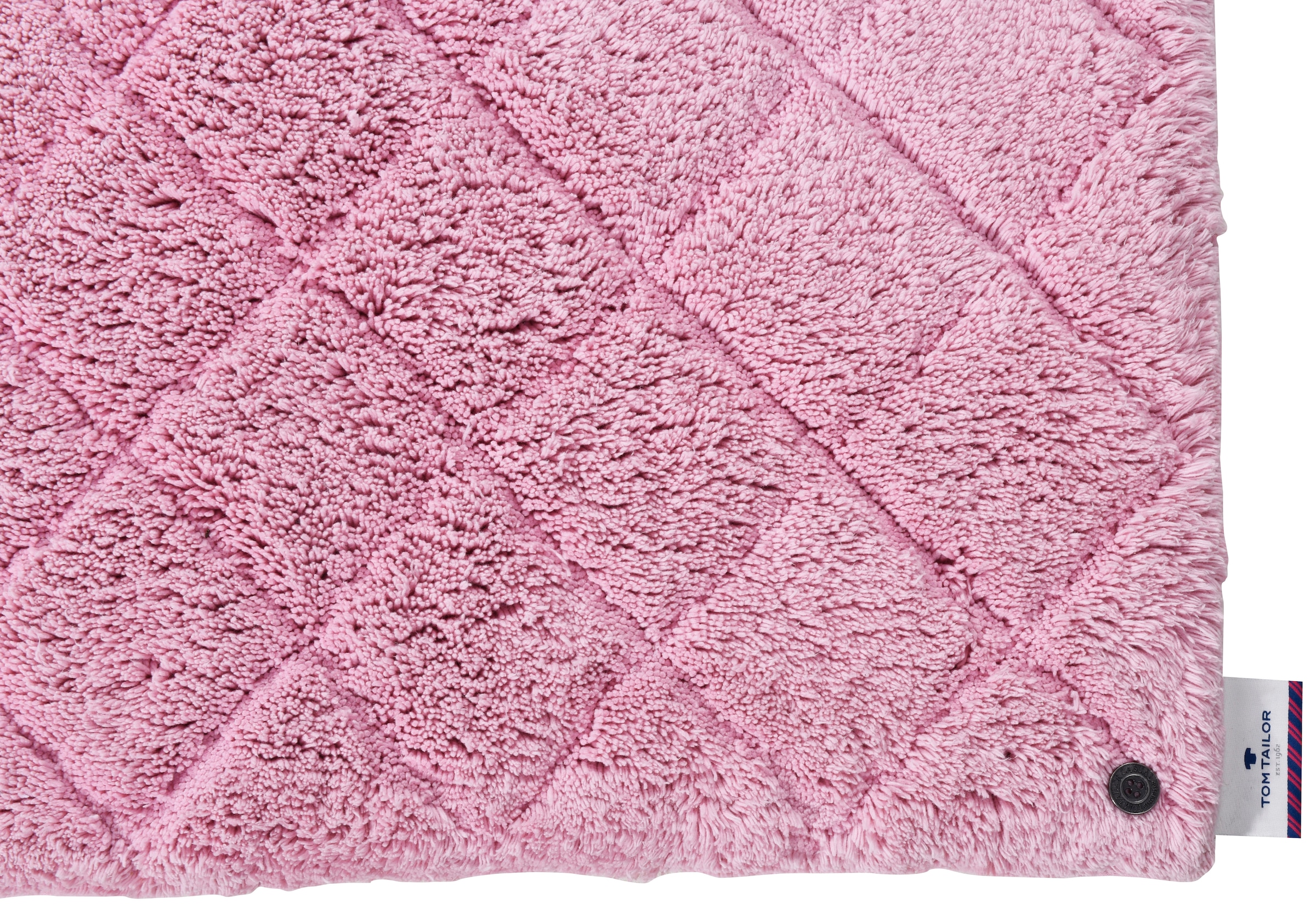 TOM TAILOR HOME Badematte »Cotton Diamond«, rutschhemmend beschichtet, fussbodenheizungsgeeignet-strapazierfähig, Uni Farben, Pastell Farben, Rauten, reine Baumwolle, weich & kuschelig